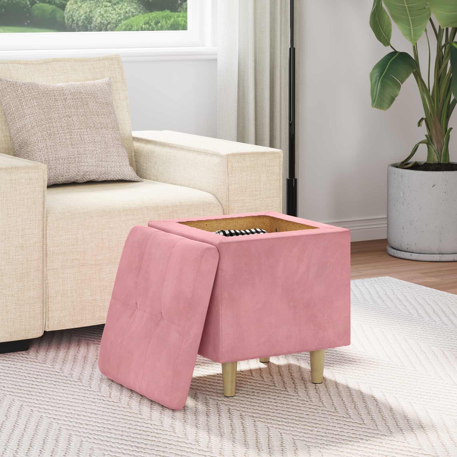 Ottoman avec rangement 40 x 40 x 45 cm Velours - XIOS