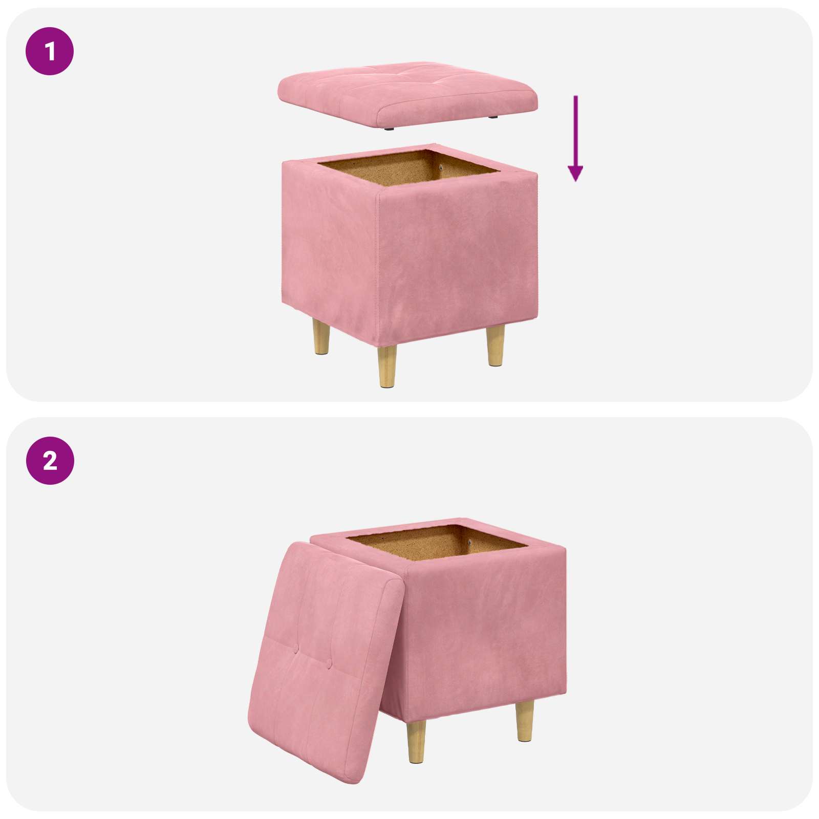 Ottoman avec rangement 40 x 40 x 45 cm Velours - XIOS