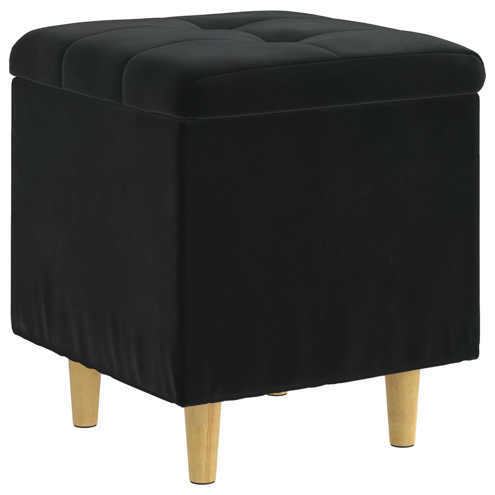 Pouf de rangement avec coussin Noir 40 x 40 x 45 cm Velours - XIOS