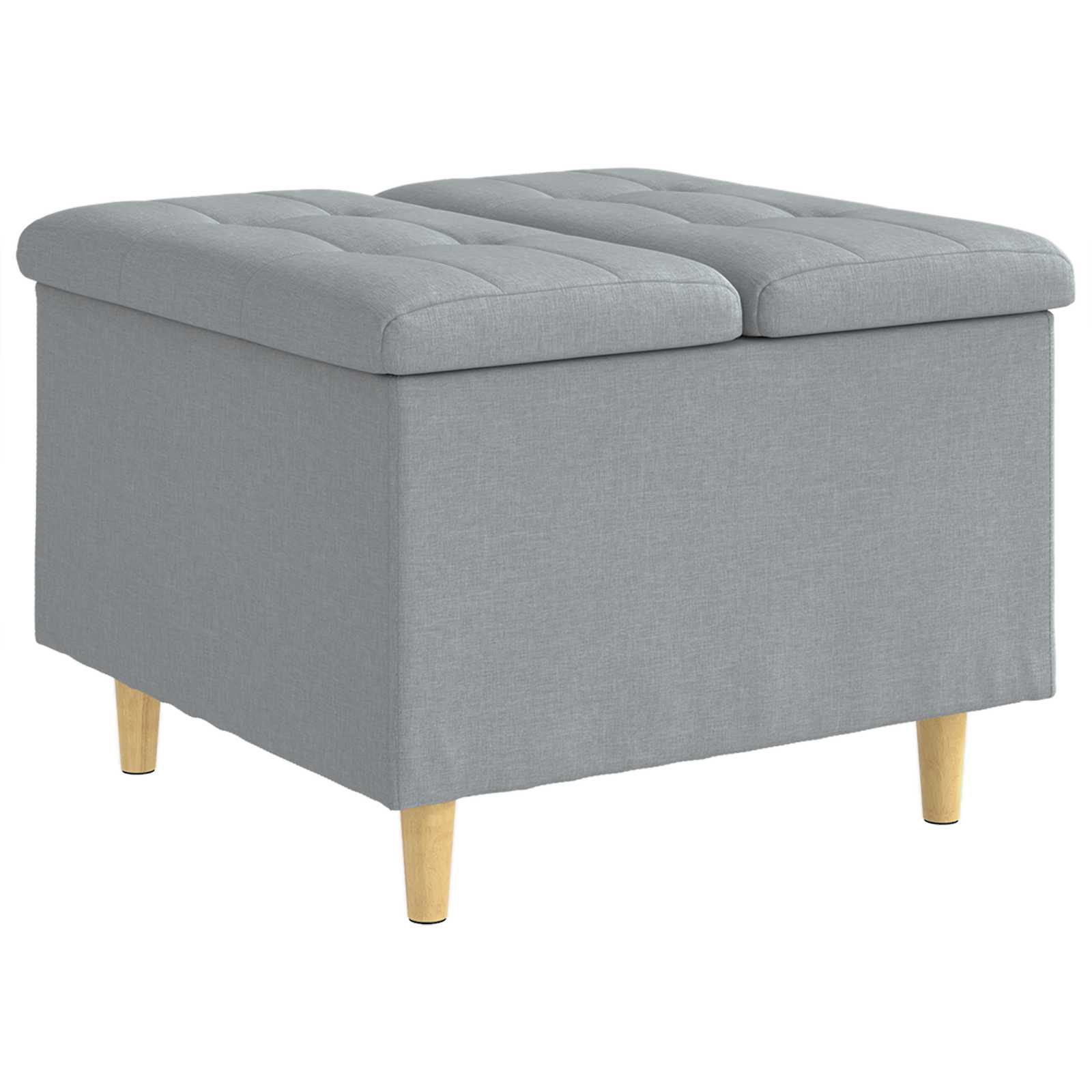 Pouf de rangement avec coussin Gris clair 60 x 60 x 45 cm tissu - XIOS