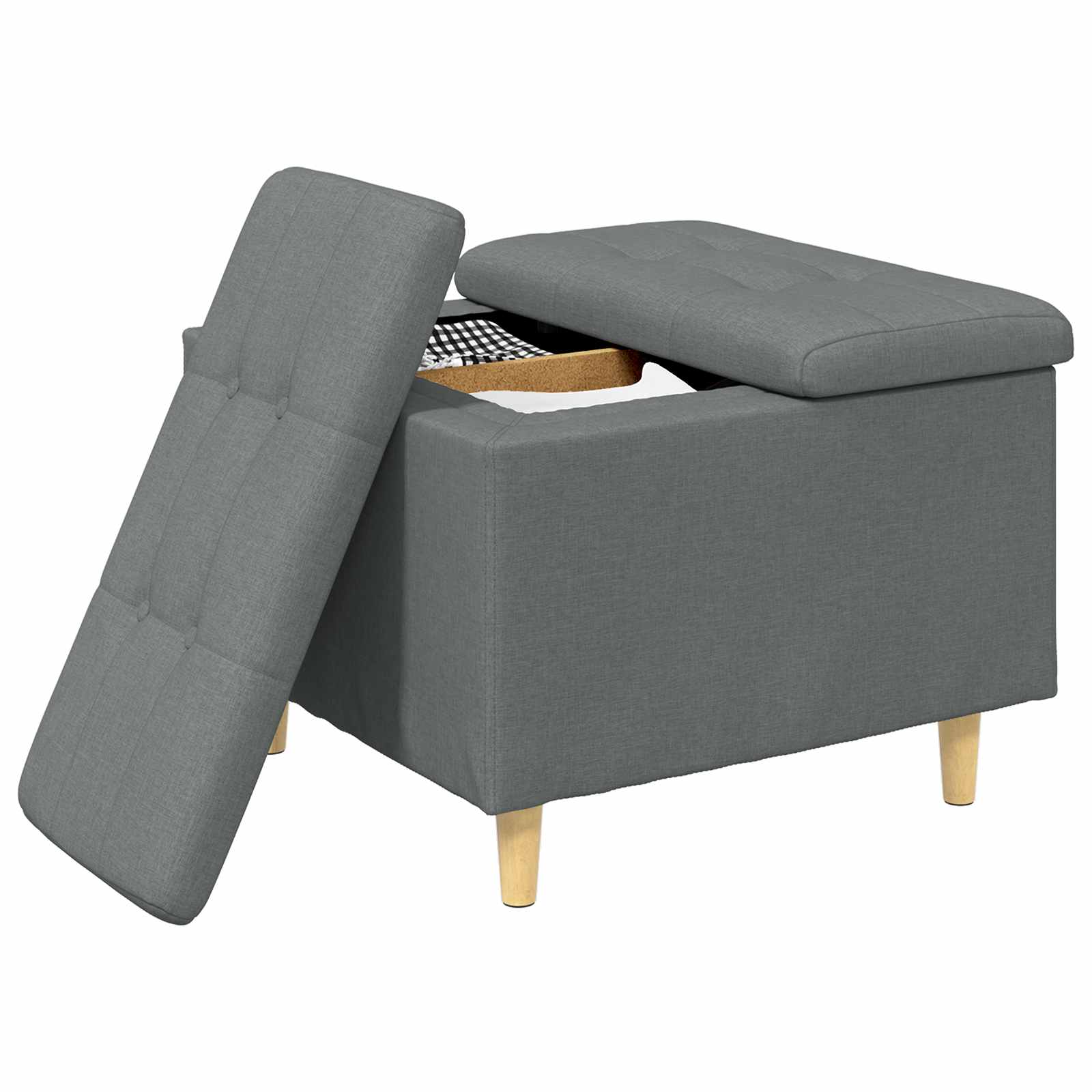 Pouf de rangement avec coussin Gris foncé 60 x 60 x 45 cm tissu - XIOS