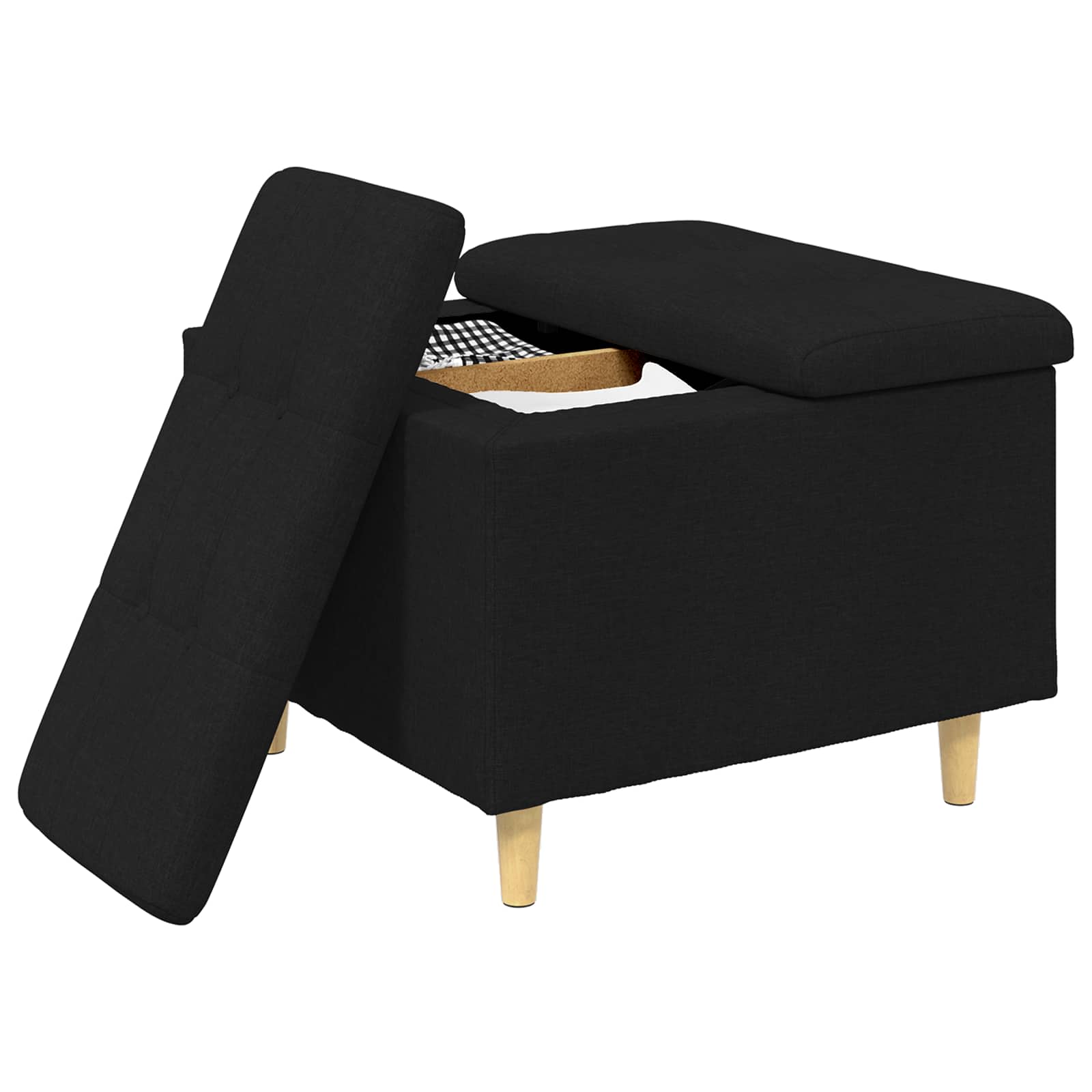 Pouf de rangement avec coussin Noir 60 x 60 x 45 cm tissu - XIOS