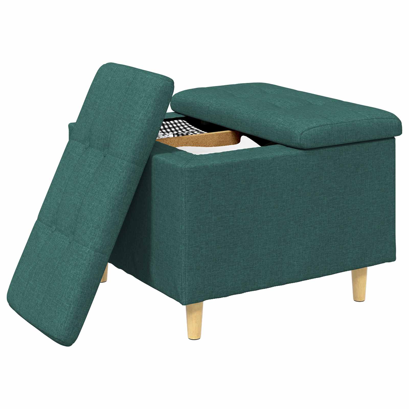 Pouf de rangement avec coussin Vert foncé 60 x 60 x 45 cm tissu - XIOS
