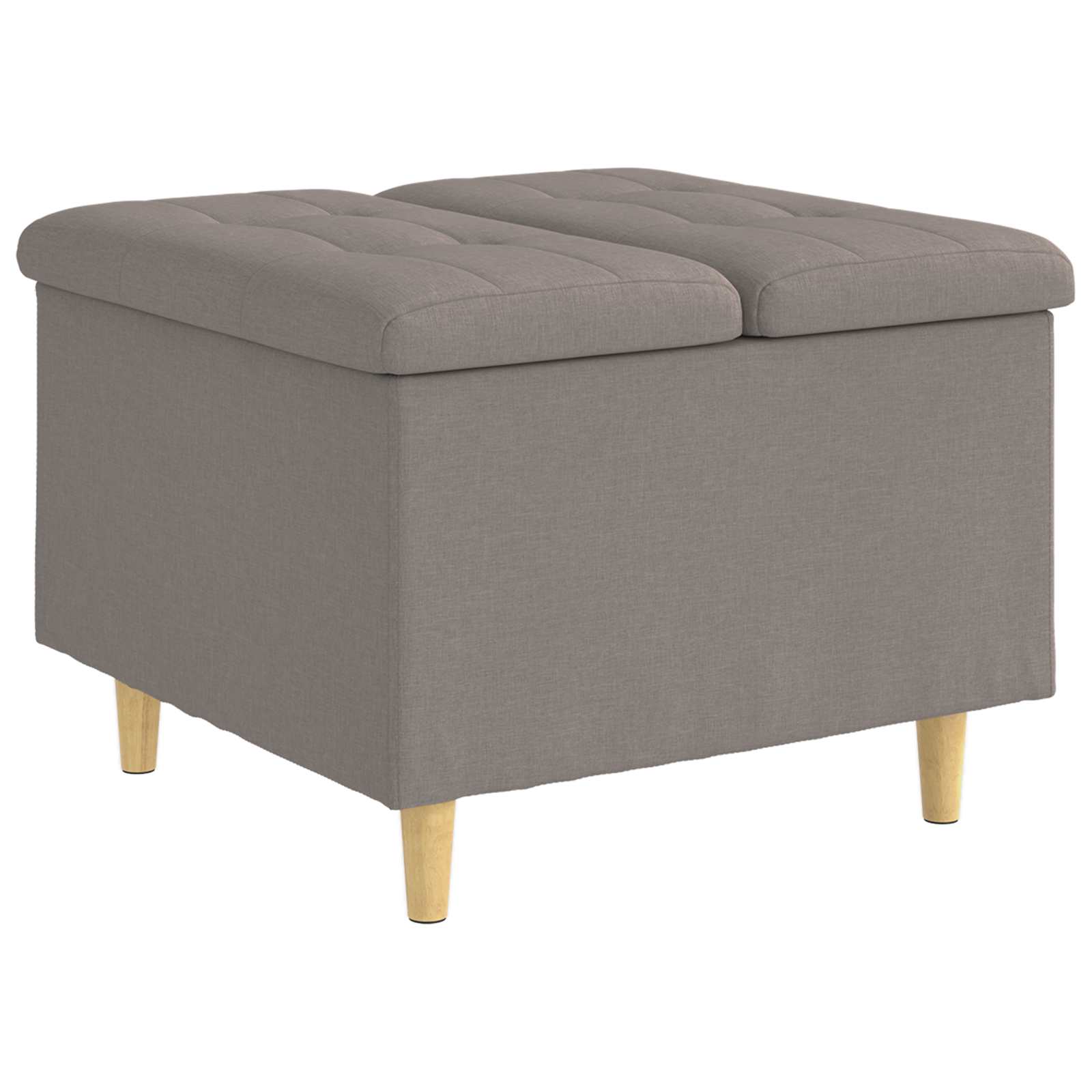 Pouf de rangement avec coussin Taupe 60 x 60 x 45 cm tissu - XIOS