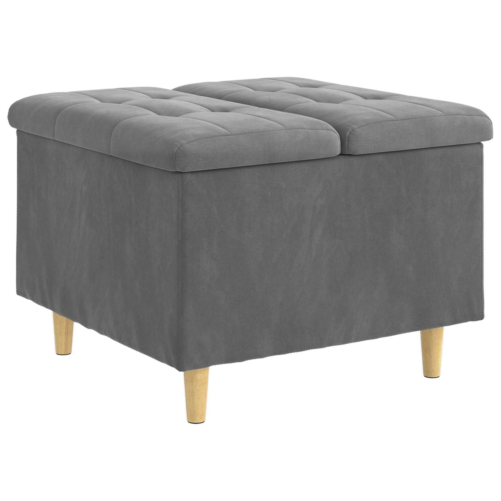 Pouf de rangement Gris foncé 60 x 60 x 45 cm Velours - XIOS
