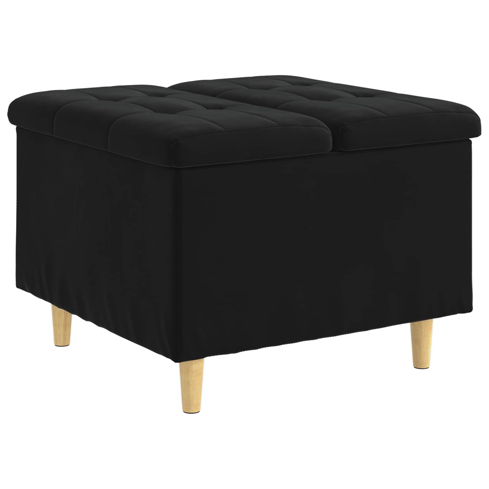 Pouf de rangement avec coussin Noir 60 x 60 x 45 cm Velours - XIOS