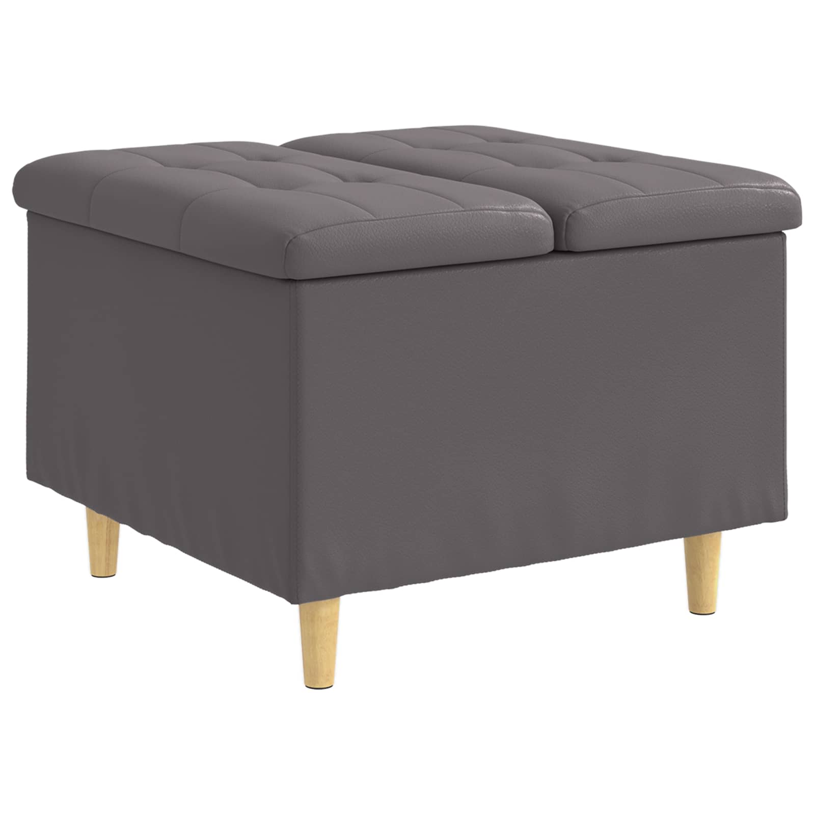 Pouf de rangement avec coussin Gris 60 x 60 x 45 cm Simili cuir - XIOS