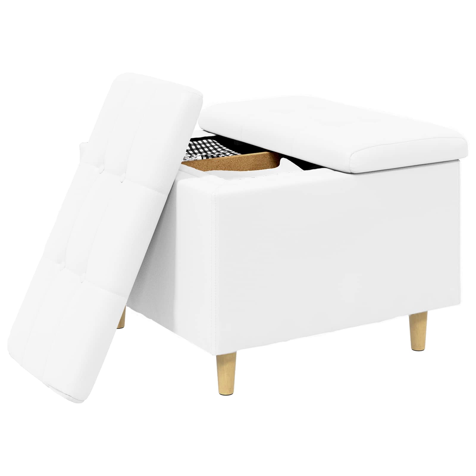 Pouf de rangement Blanc 60 x 60 x 45 cm Simili cuir - XIOS