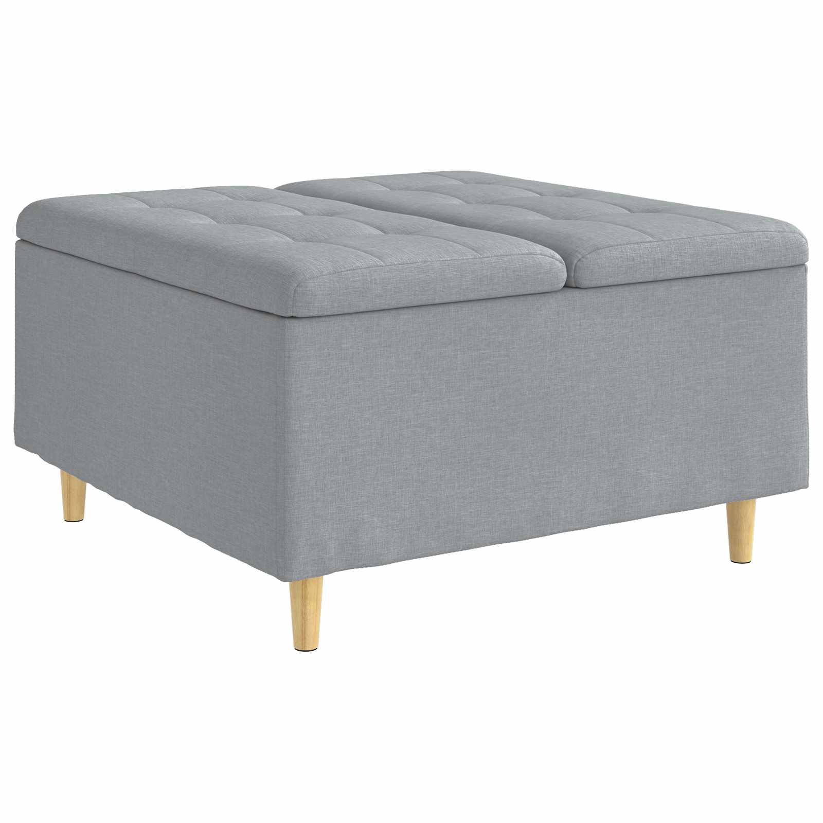 Tabouret bouton avec coussin Gris clair 80 x 80 x 45 cm tissu - XIOS