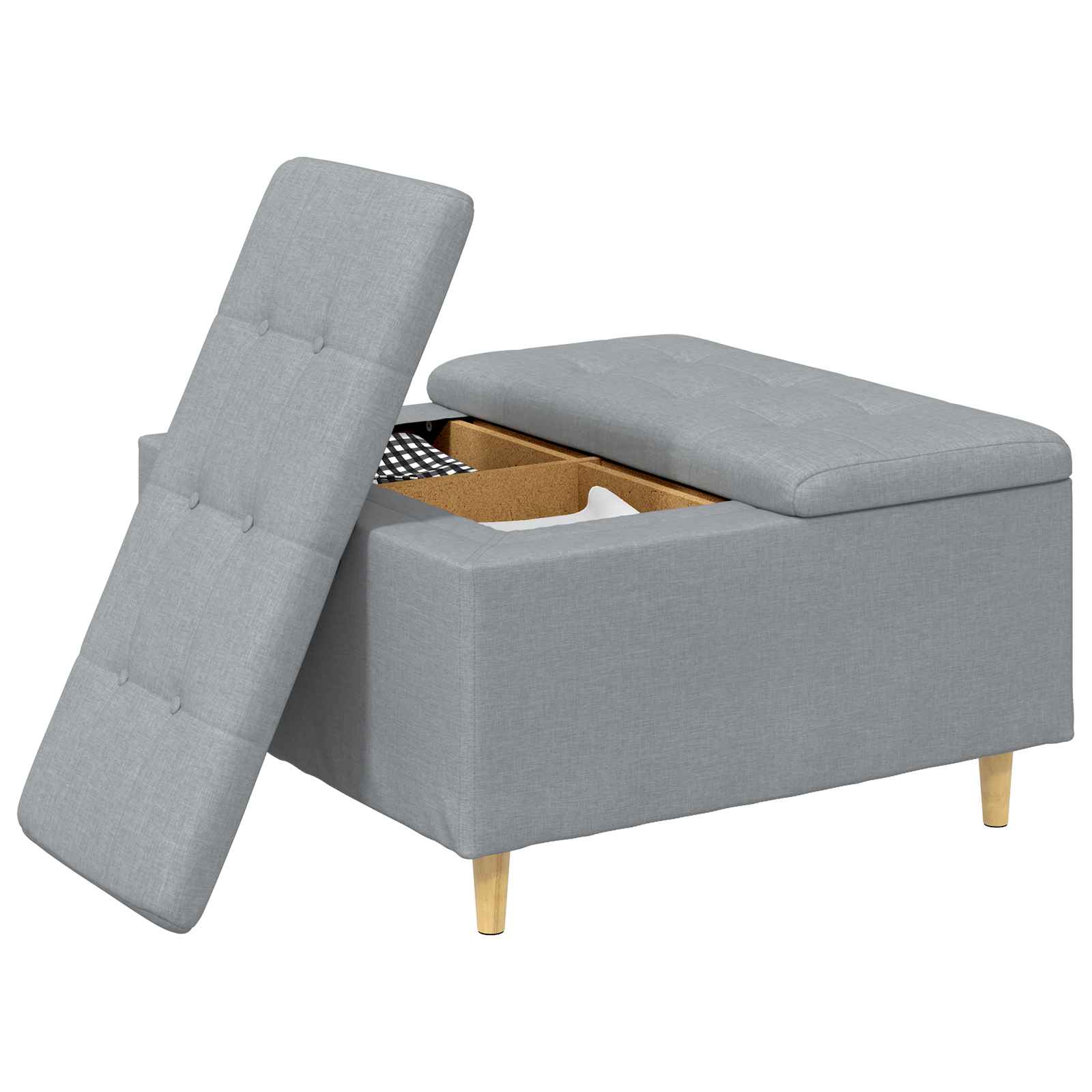 Tabouret bouton avec coussin Gris clair 80 x 80 x 45 cm tissu - XIOS