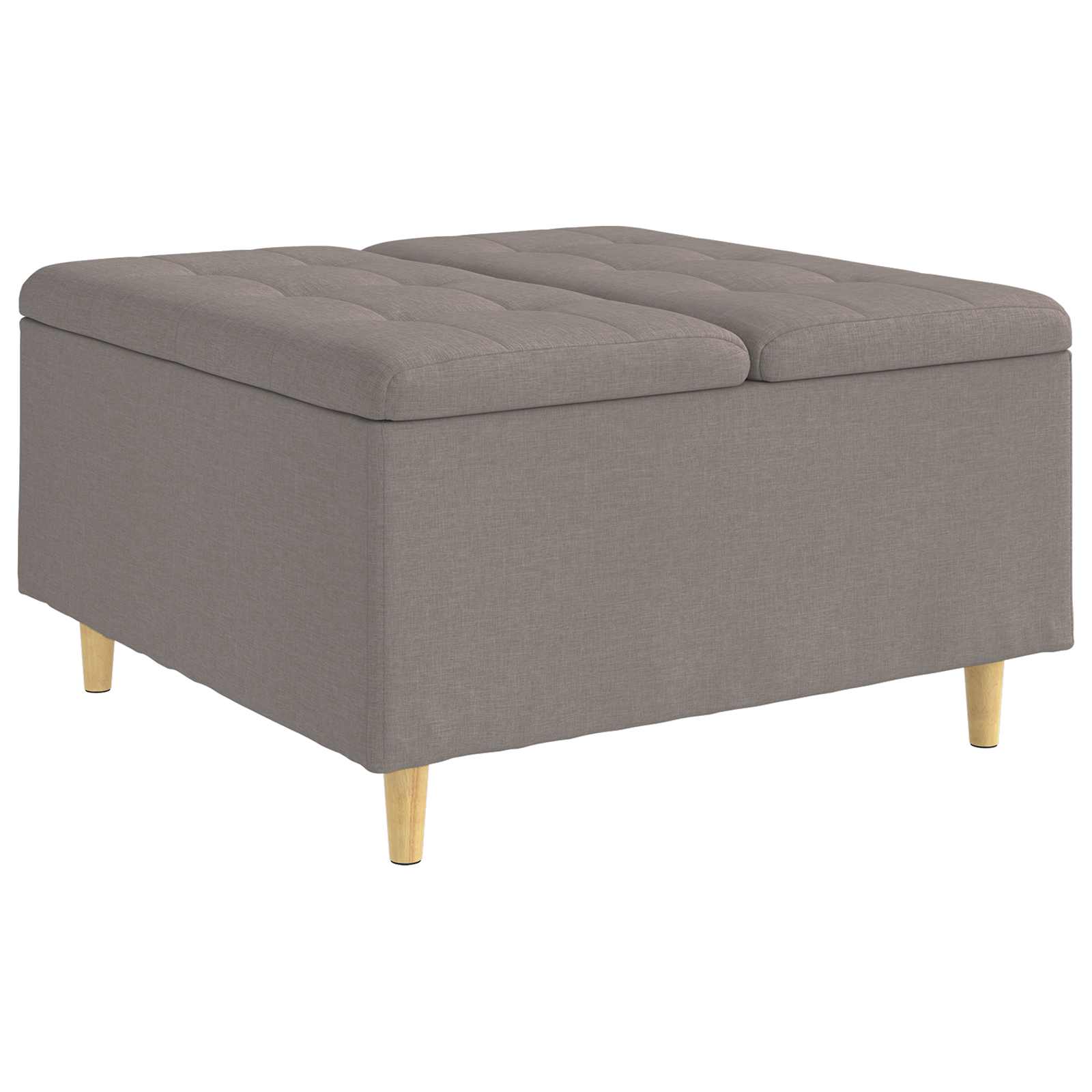 Pouf de rangement avec coussin Taupe 80 x 80 x 45 cm tissu - XIOS
