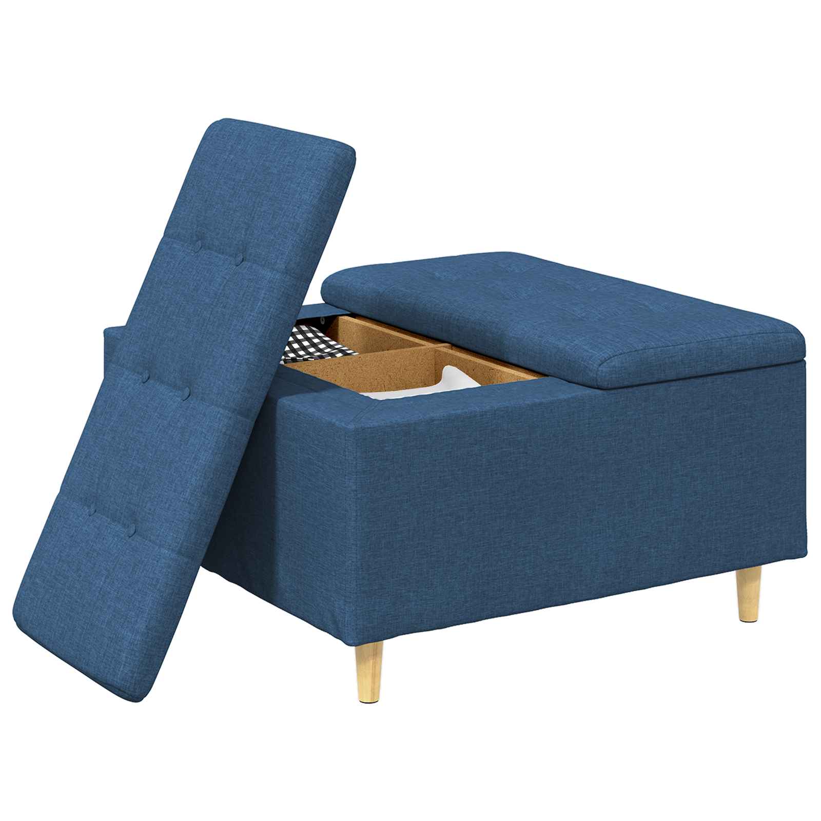 Tabouret bouton avec coussin Bleu 80 x 80 x 45 cm tissu - XIOS