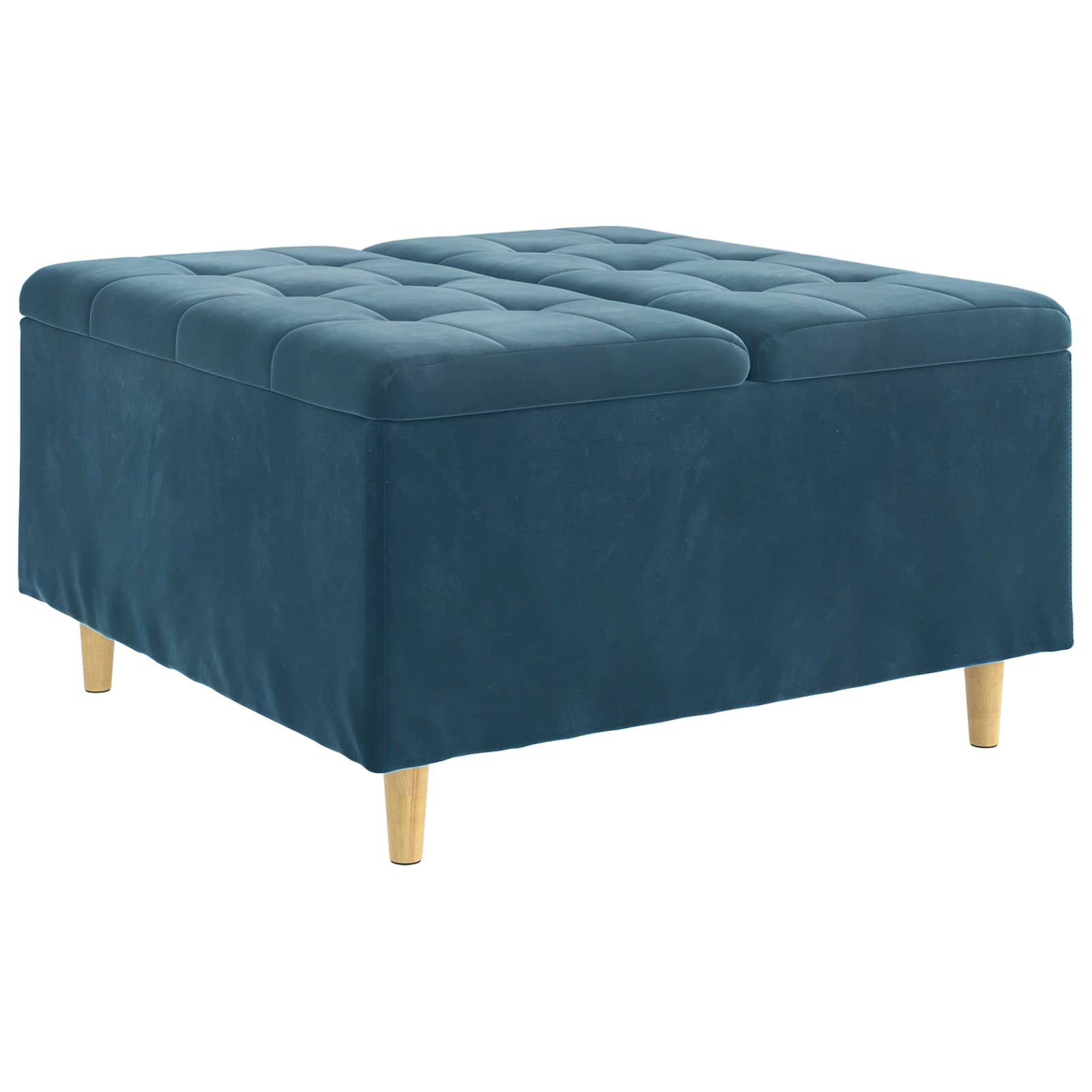 Tabouret bouton avec coussin Bleu 80 x 80 x 45 cm Velours - XIOS