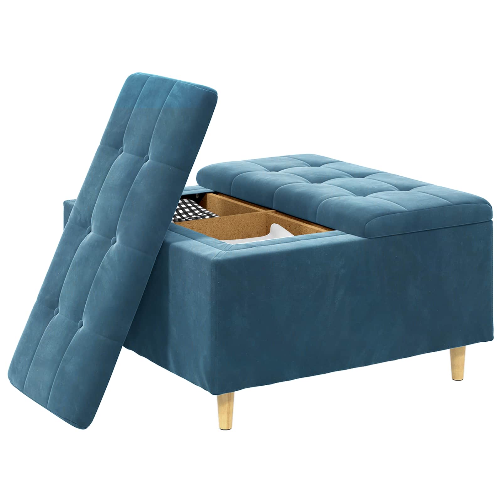 Tabouret bouton avec coussin Bleu 80 x 80 x 45 cm Velours - XIOS