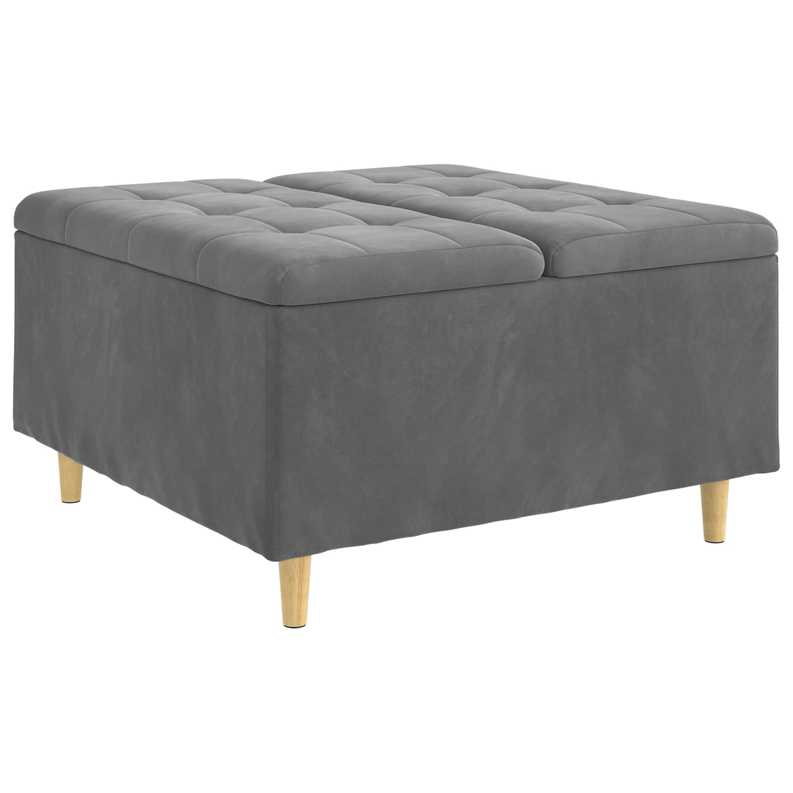 Tabouret bouton avec coussin Gris foncé 80 x 80 x 45 cm Velours - XIOS