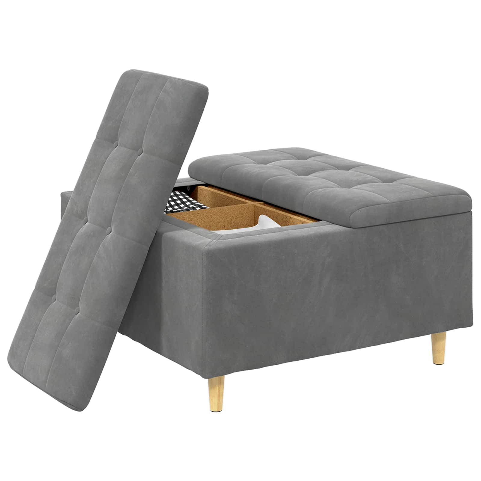 Tabouret bouton avec coussin Gris foncé 80 x 80 x 45 cm Velours - XIOS