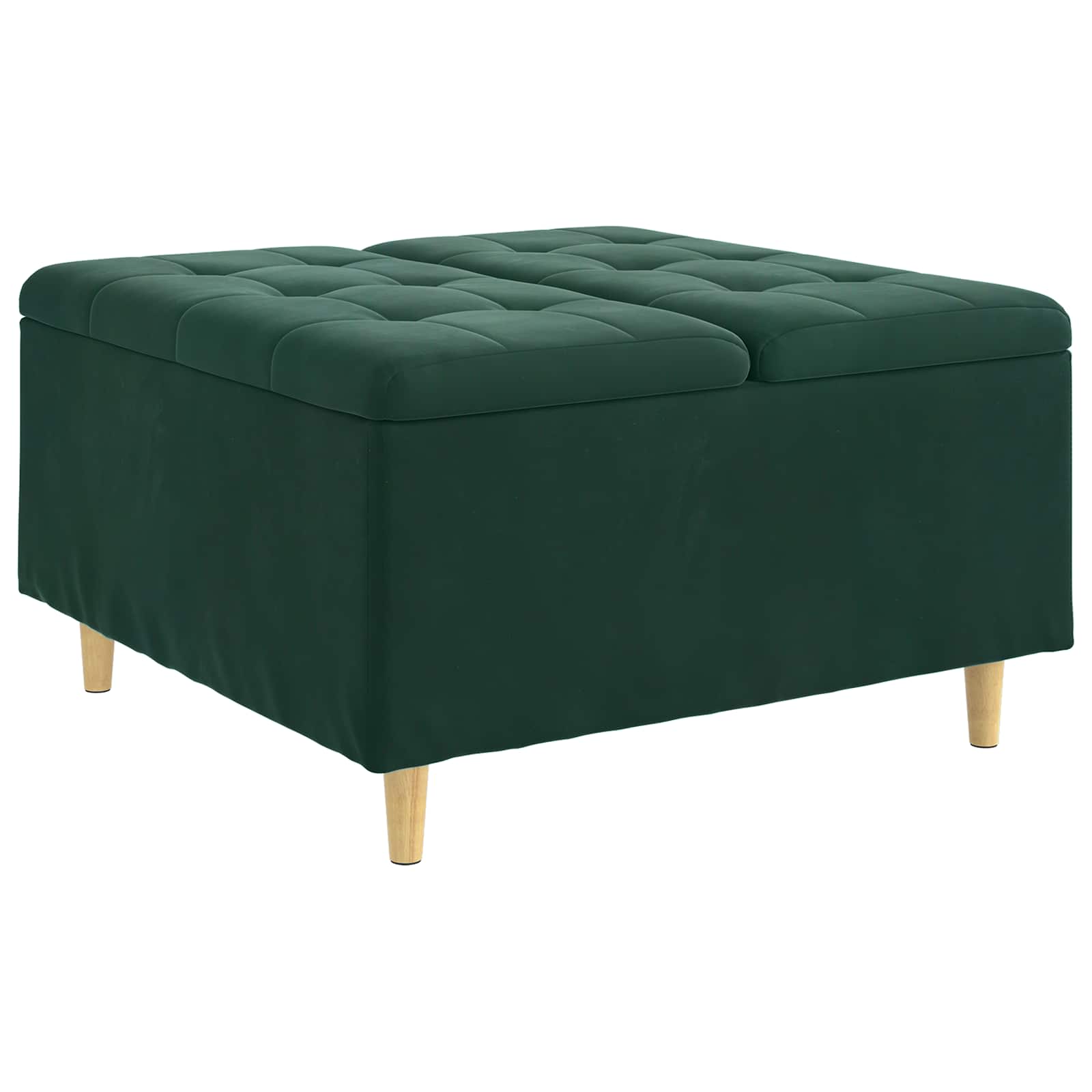 Tabouret bouton avec coussin Vert foncé 80 x 80 x 45 cm Velours - XIOS