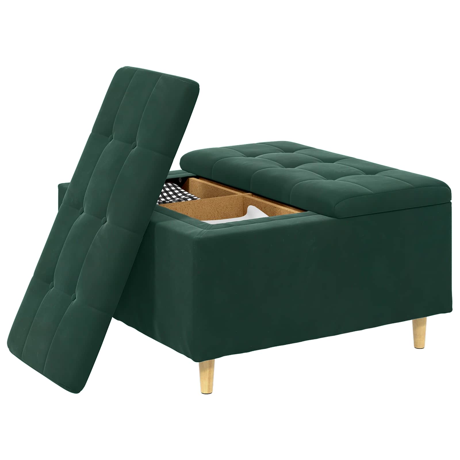 Tabouret bouton avec coussin Vert foncé 80 x 80 x 45 cm Velours - XIOS