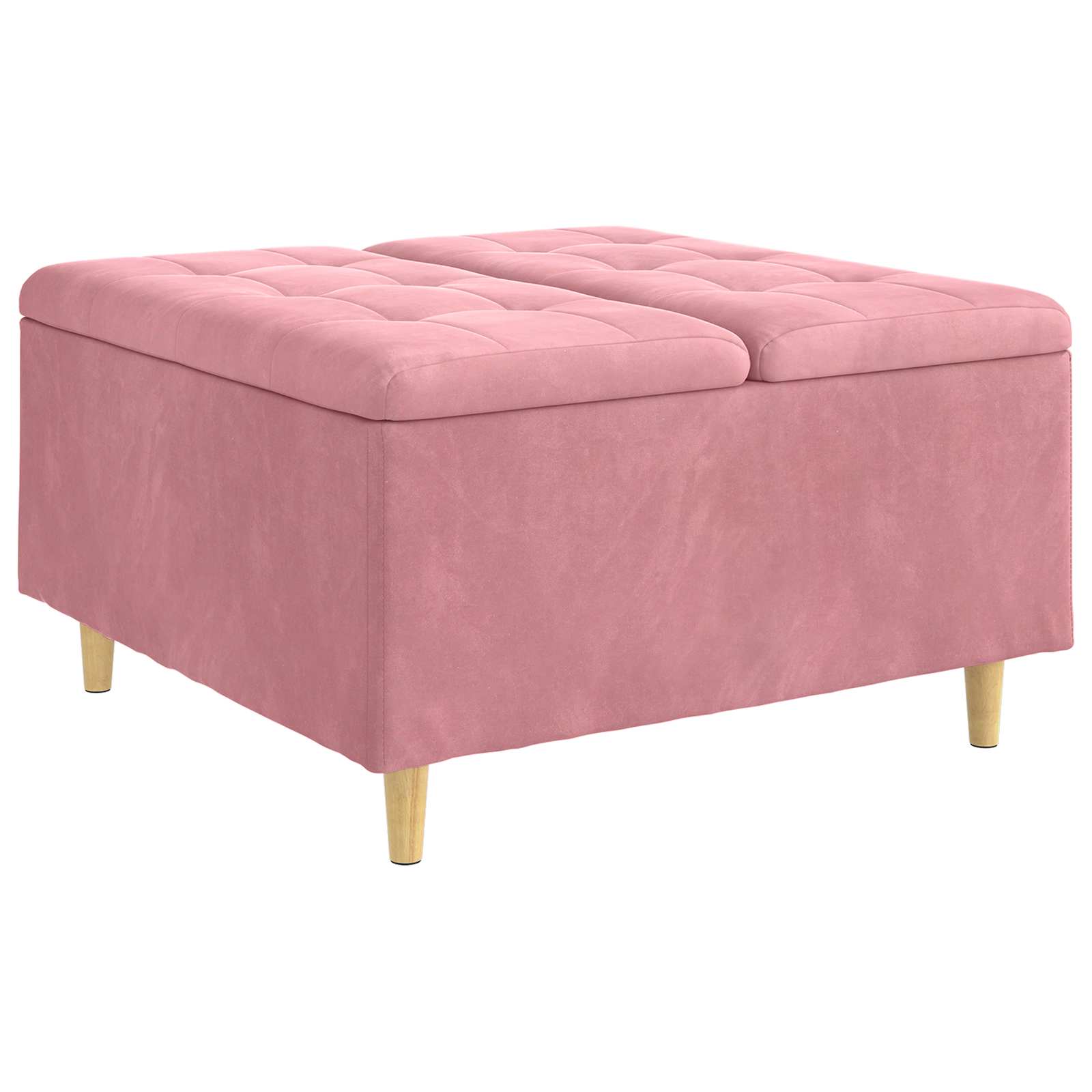 Tabouret bouton avec coussin Rose 80 x 80 x 45 cm Velours - XIOS