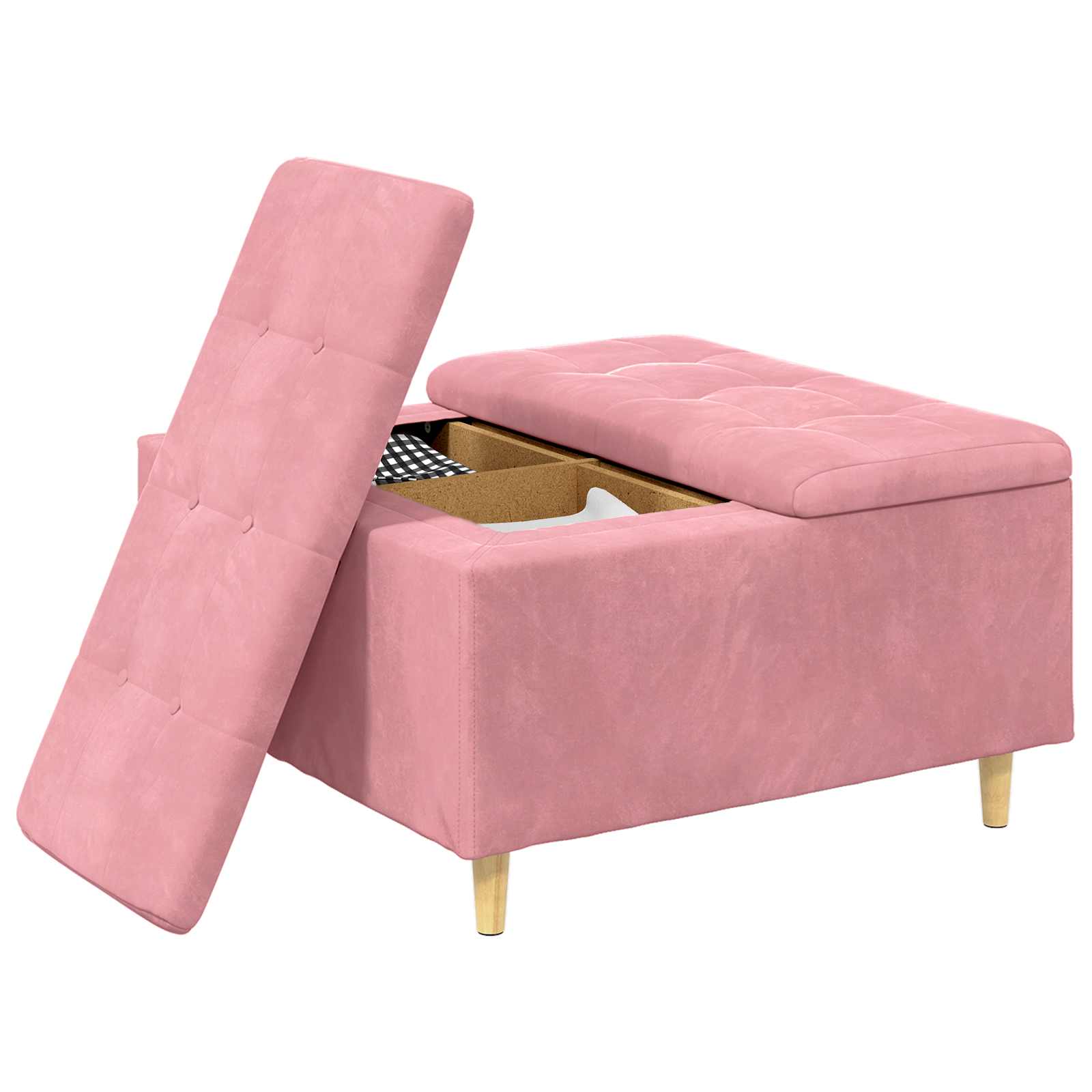 Tabouret bouton avec coussin Rose 80 x 80 x 45 cm Velours - XIOS