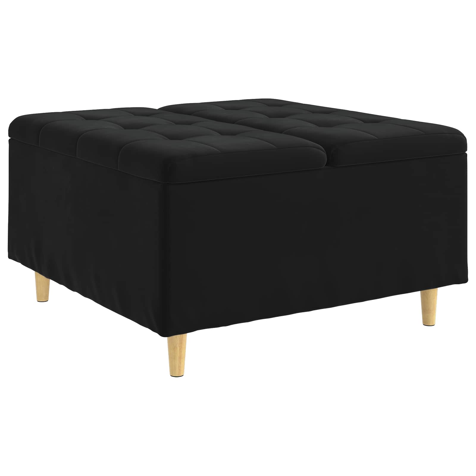 Tabouret bouton avec coussin Noir 80 x 80 x 45 cm Velours - XIOS