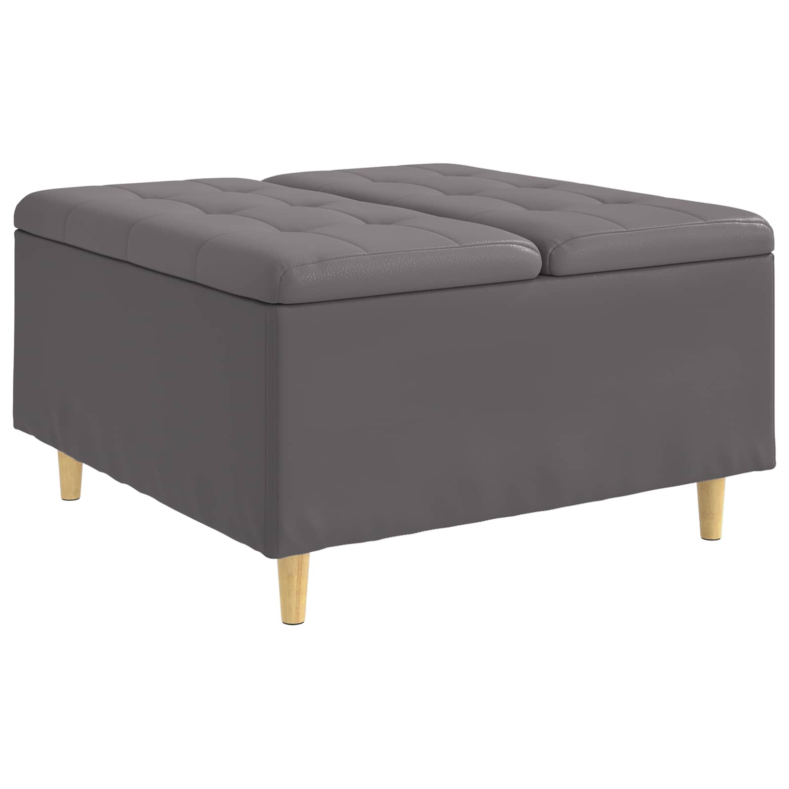 Tabouret bouton avec coussin Gris 80 x 80 x 45 cm Simili cuir - XIOS