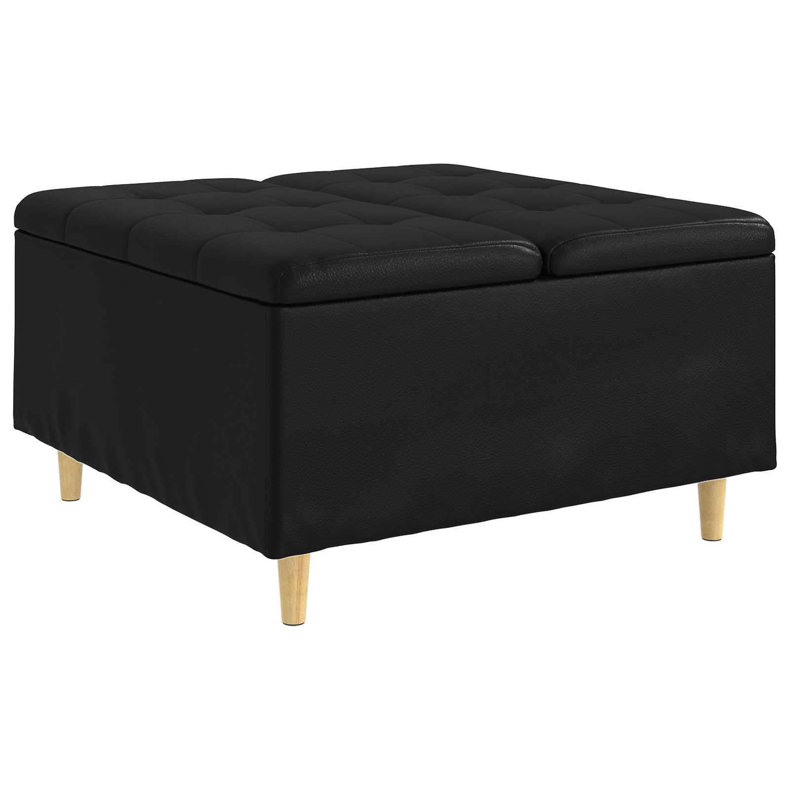 Tabouret bouton avec coussin Noir 80 x 80 x 45 cm Simili cuir - XIOS