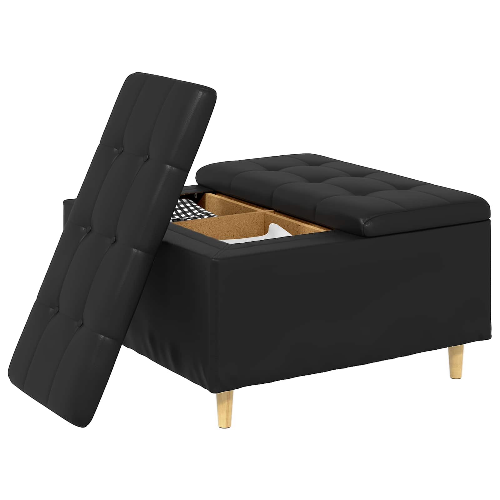 Tabouret bouton avec coussin Noir 80 x 80 x 45 cm Simili cuir - XIOS
