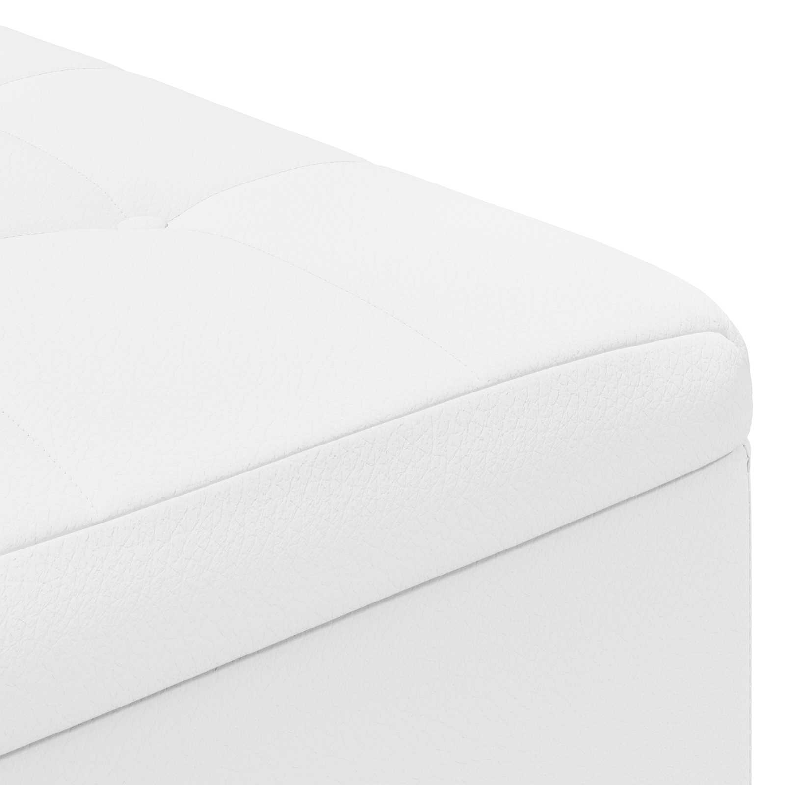 Tabouret bouton avec coussin Blanc 80 x 80 x 45 cm Simili cuir - XIOS