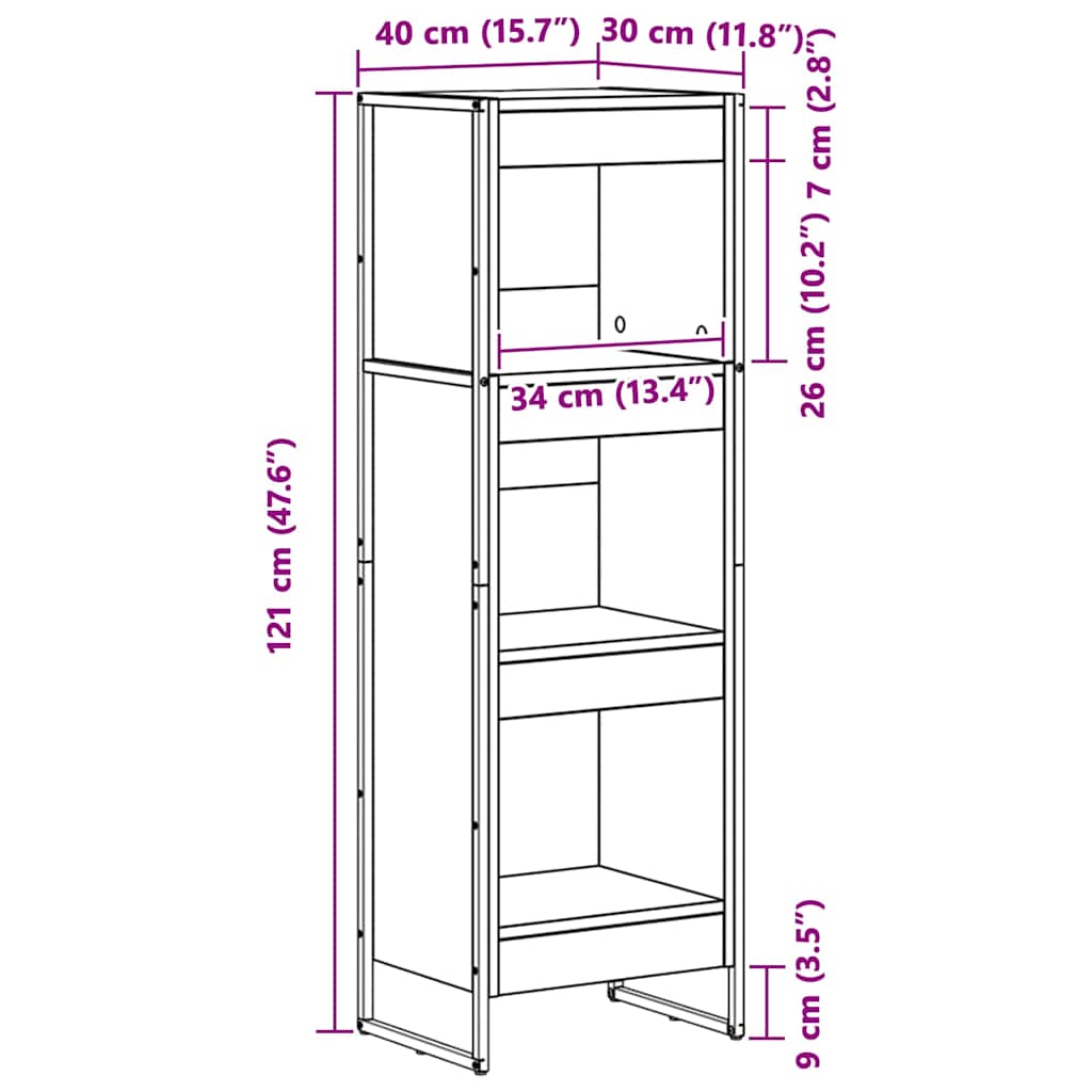 Bibliothèque Chêne artisan 80 x 30 x 155 cm Bois d'ingénierie - XIOS