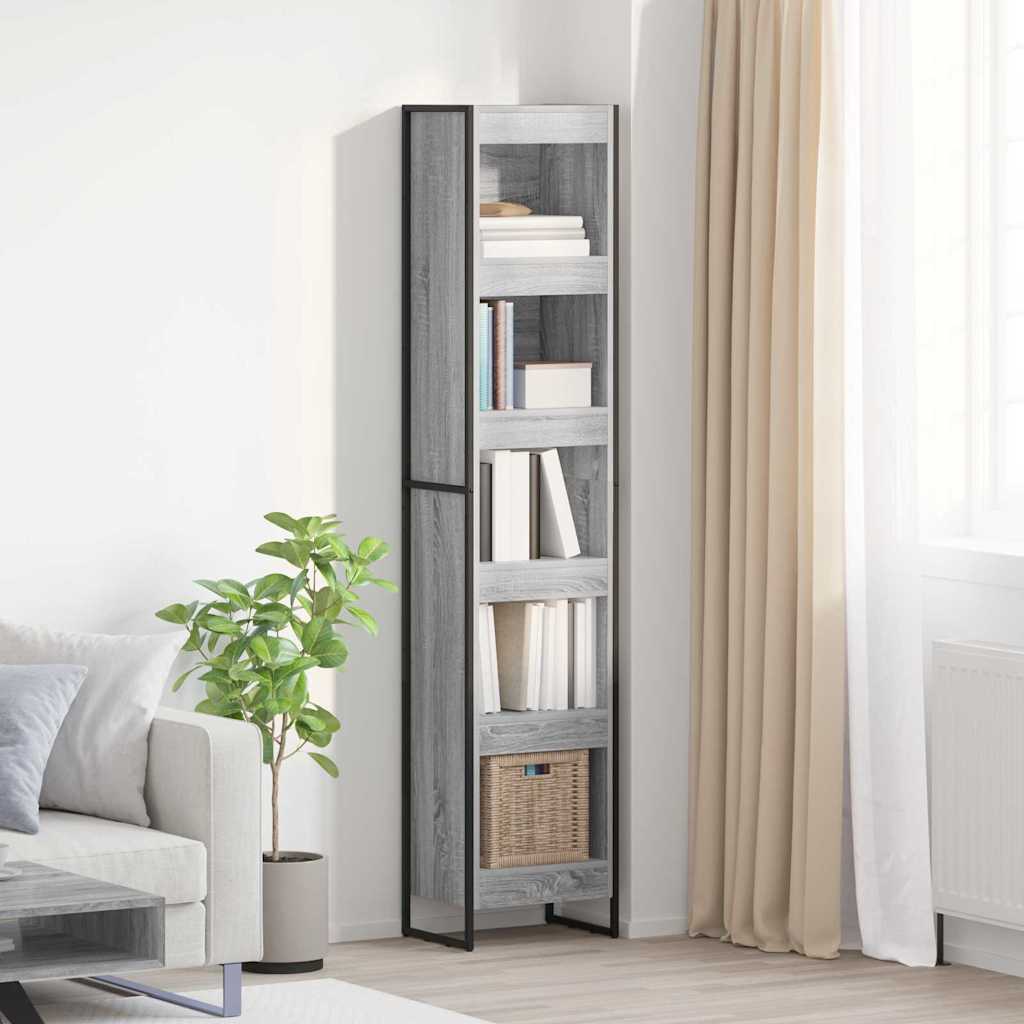 Bibliothèque Gris Sonoma 80 x 30 x 155 cm Bois d'ingénierie - XIOS