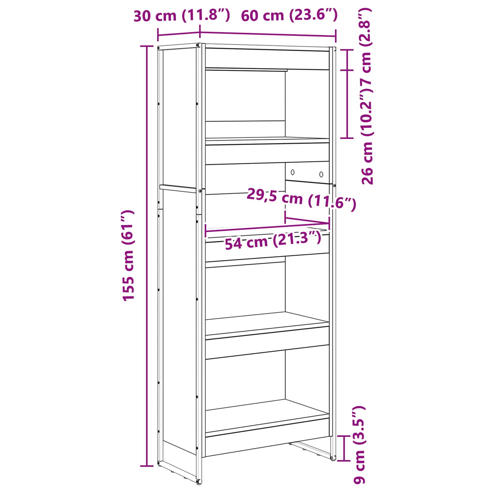Bibliothèque Sonoma 80 x 30 x 155 cm Bois d'ingénierie - XIOS