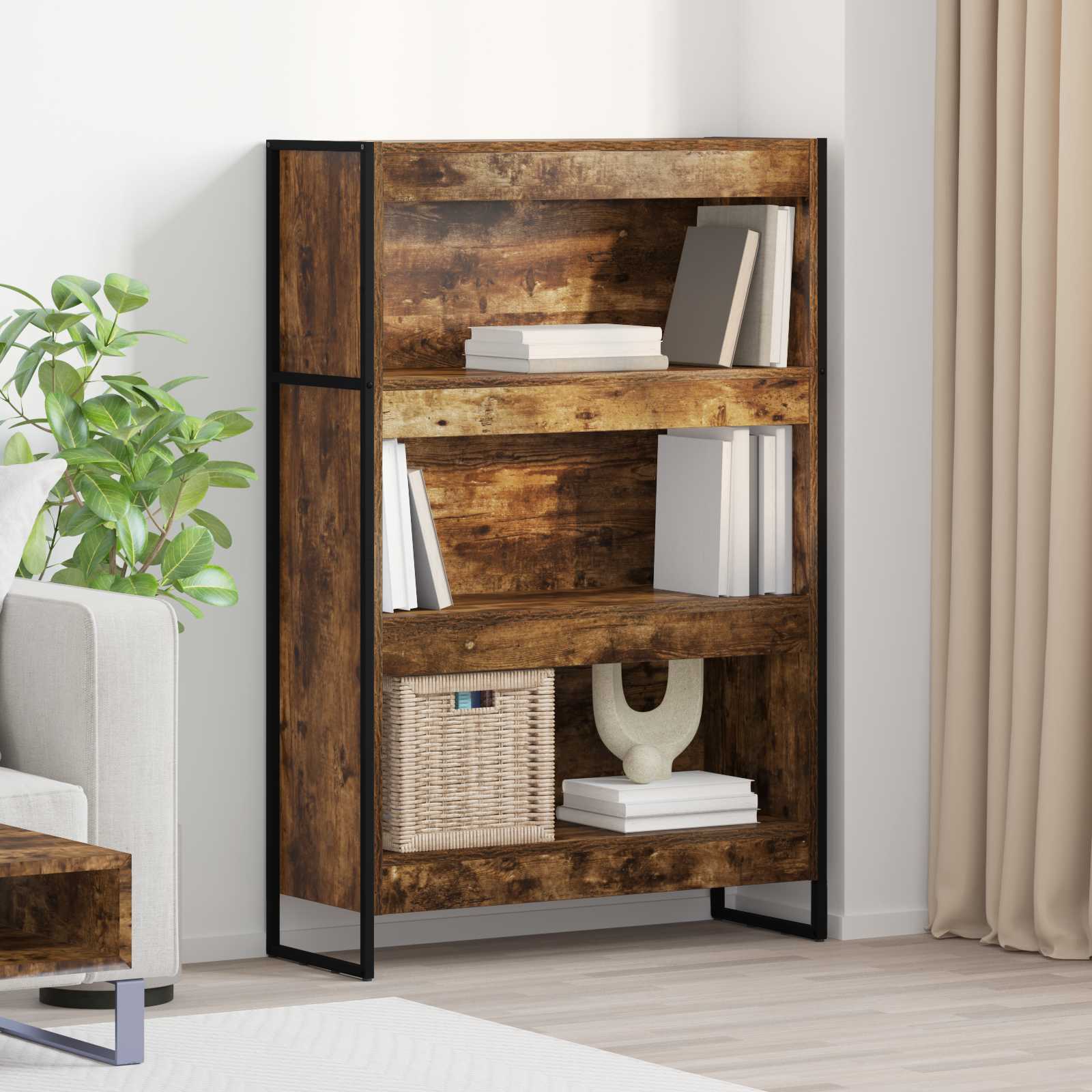 Bibliothèque Chêne Fumé 80 x 30 x 155 cm Bois d'ingénierie - XIOS