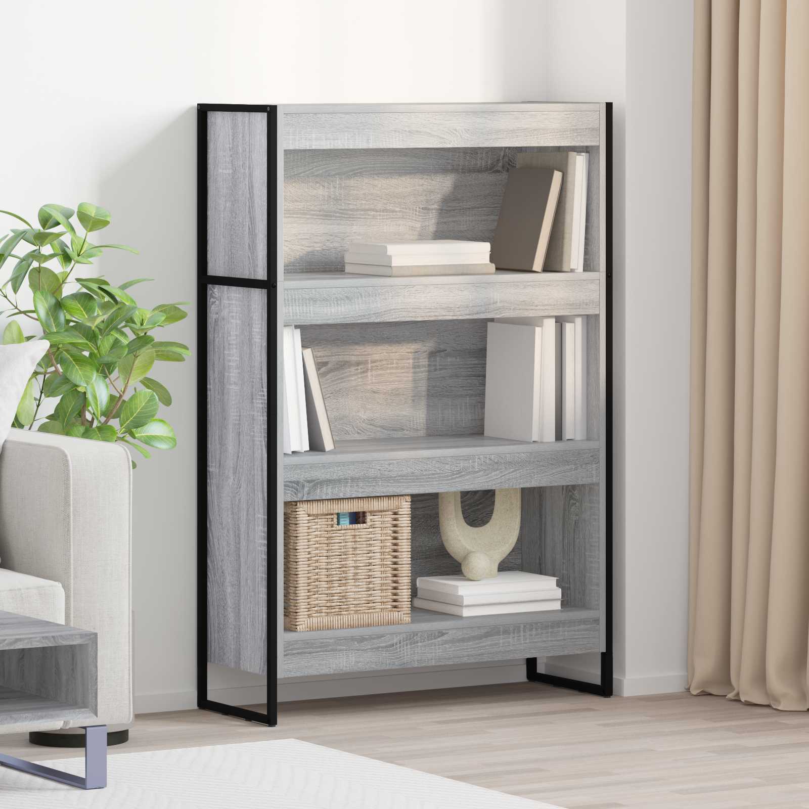 Bibliothèque Gris Sonoma 80 x 30 x 155 cm Bois d'ingénierie - XIOS