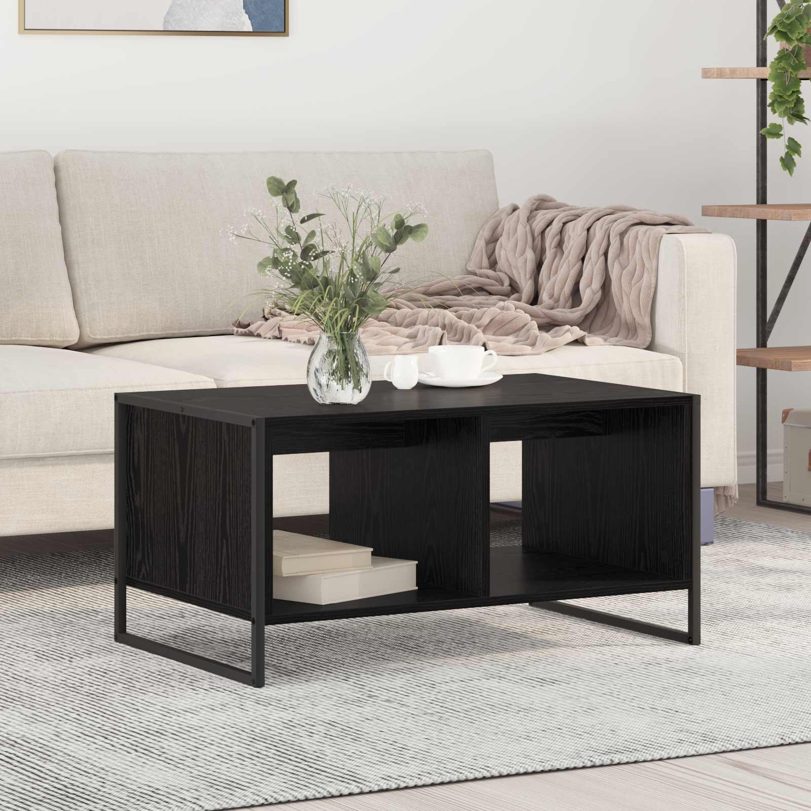 Table basse Chêne noir 80 x 50 x 40 cm Bois d'ingénierie - XIOS