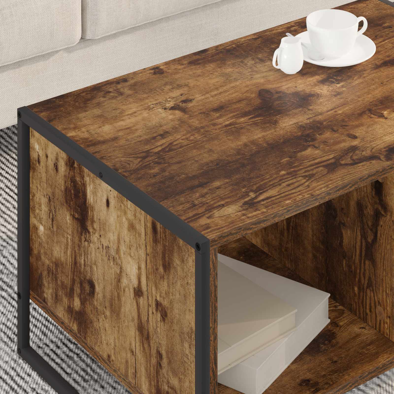 Table basse Chêne Fumé 80 x 50 x 40 cm Bois d'ingénierie - XIOS