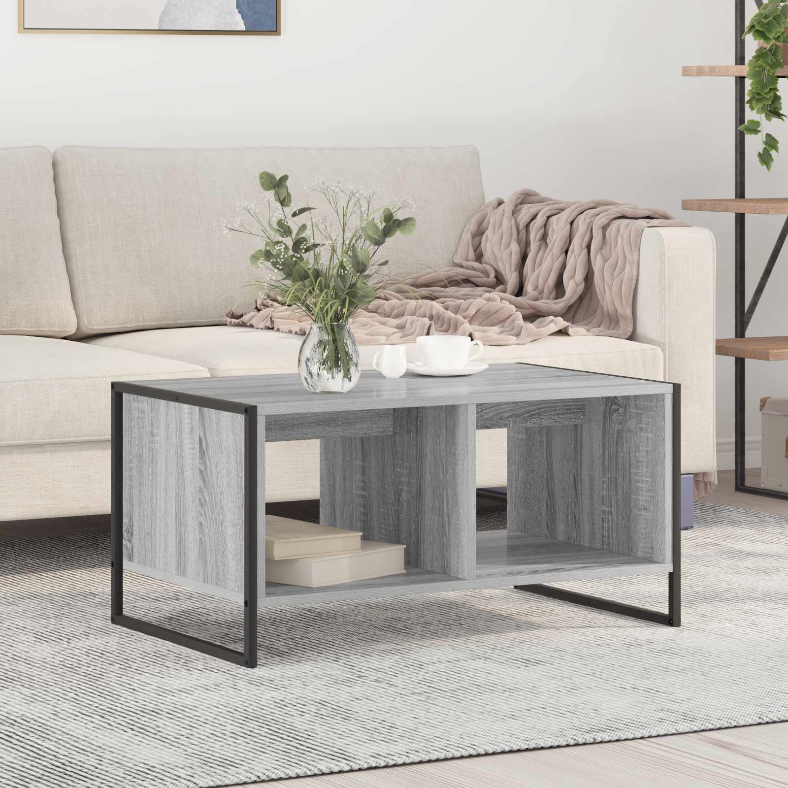 Table basse Gris Sonoma 80 x 50 x 40 cm Bois d'ingénierie - XIOS