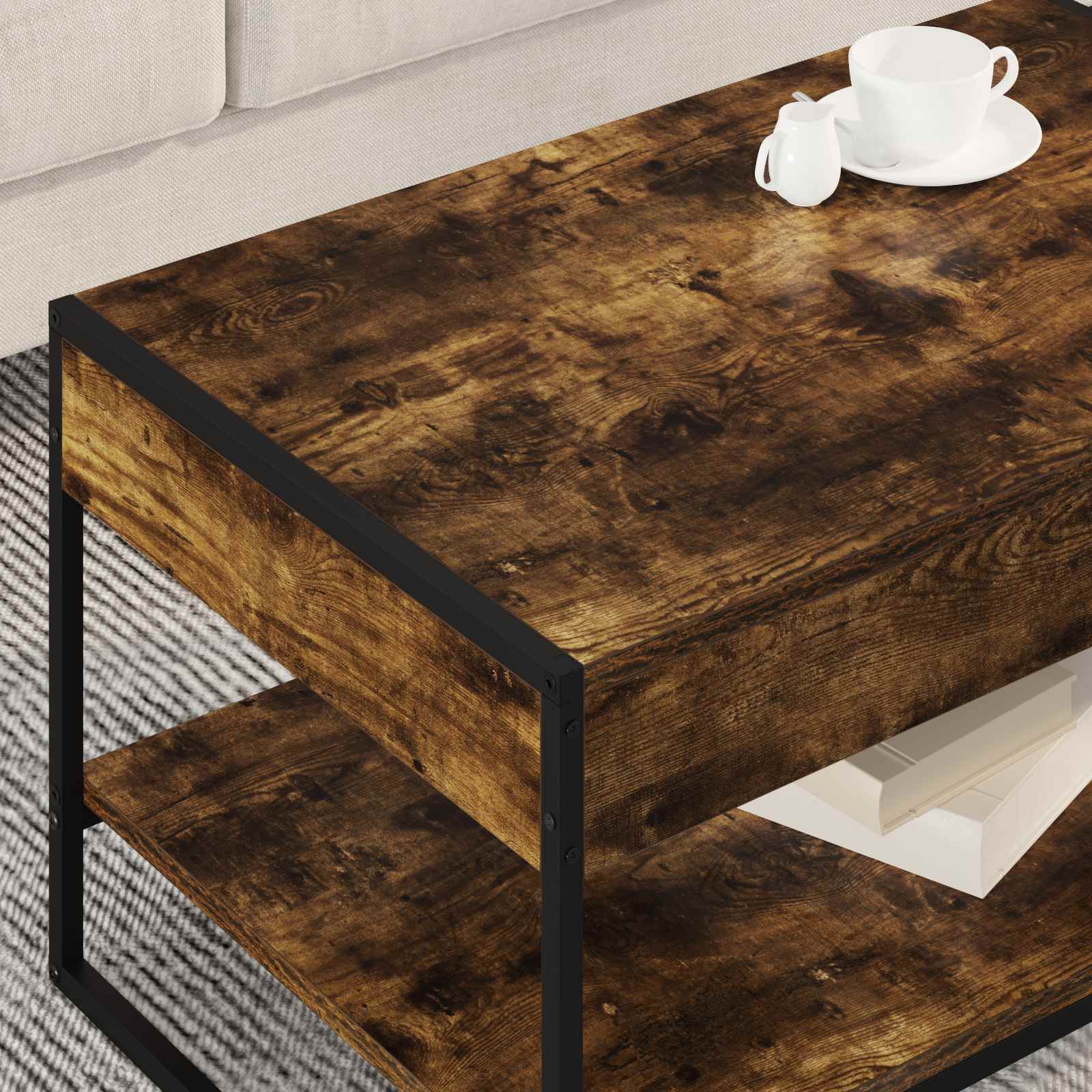 Table basse Chêne Fumé 80 x 50 x 40 cm Bois d'ingénierie - XIOS