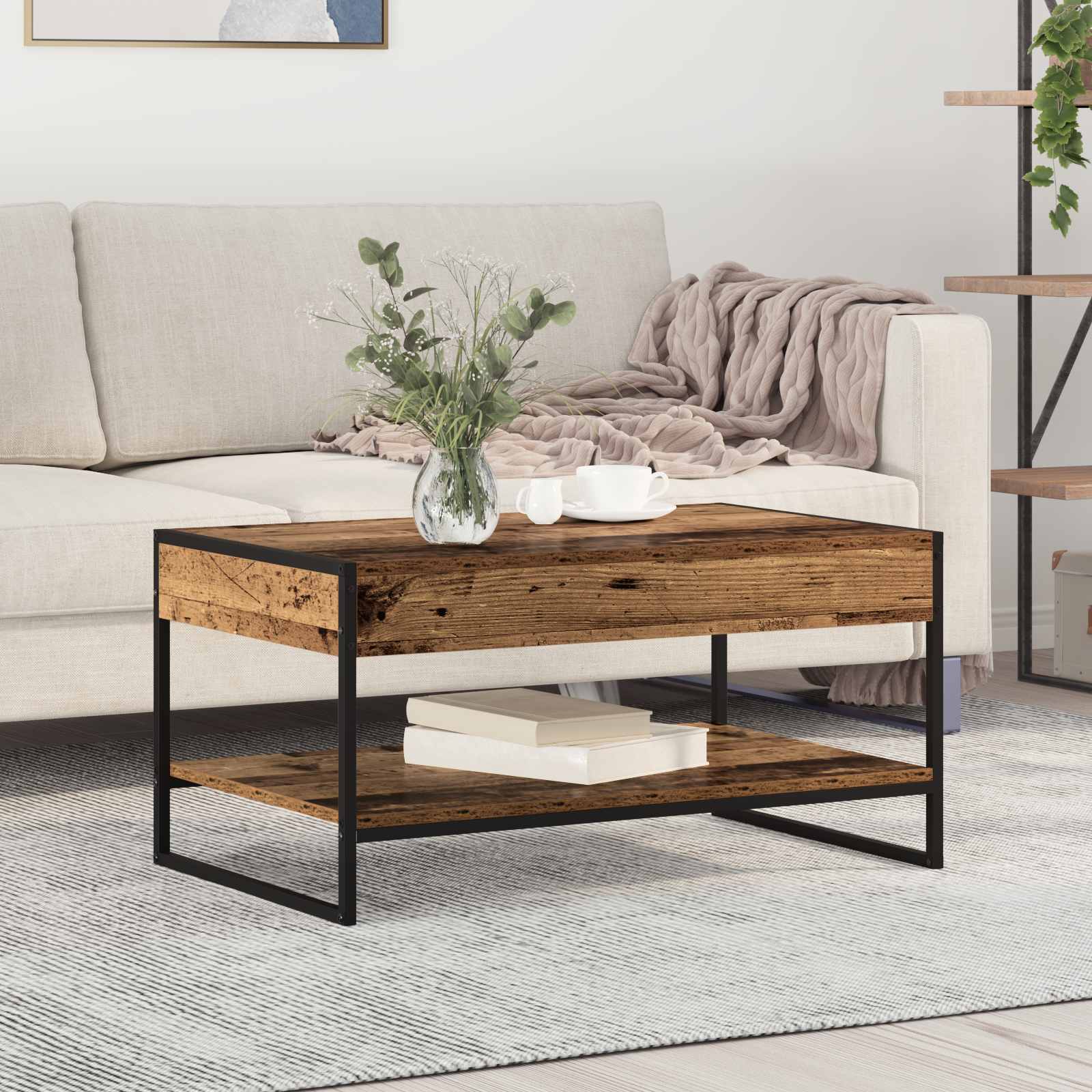 Table basse Bois Ancien 80 x 50 x 40 cm Bois d'ingénierie - XIOS
