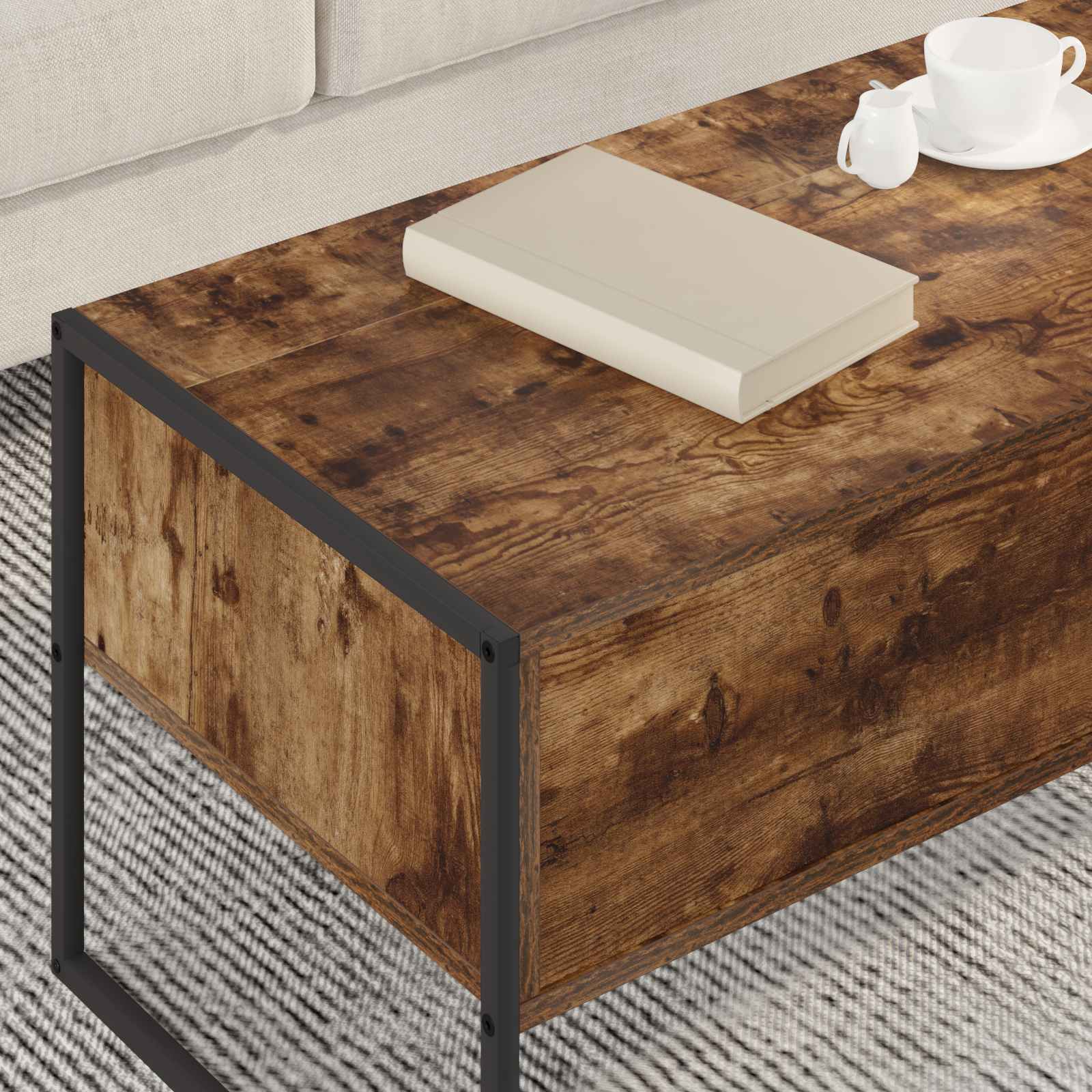 Table basse Chêne Fumé 100 x 46 x 40 cm Bois d'ingénierie - XIOS