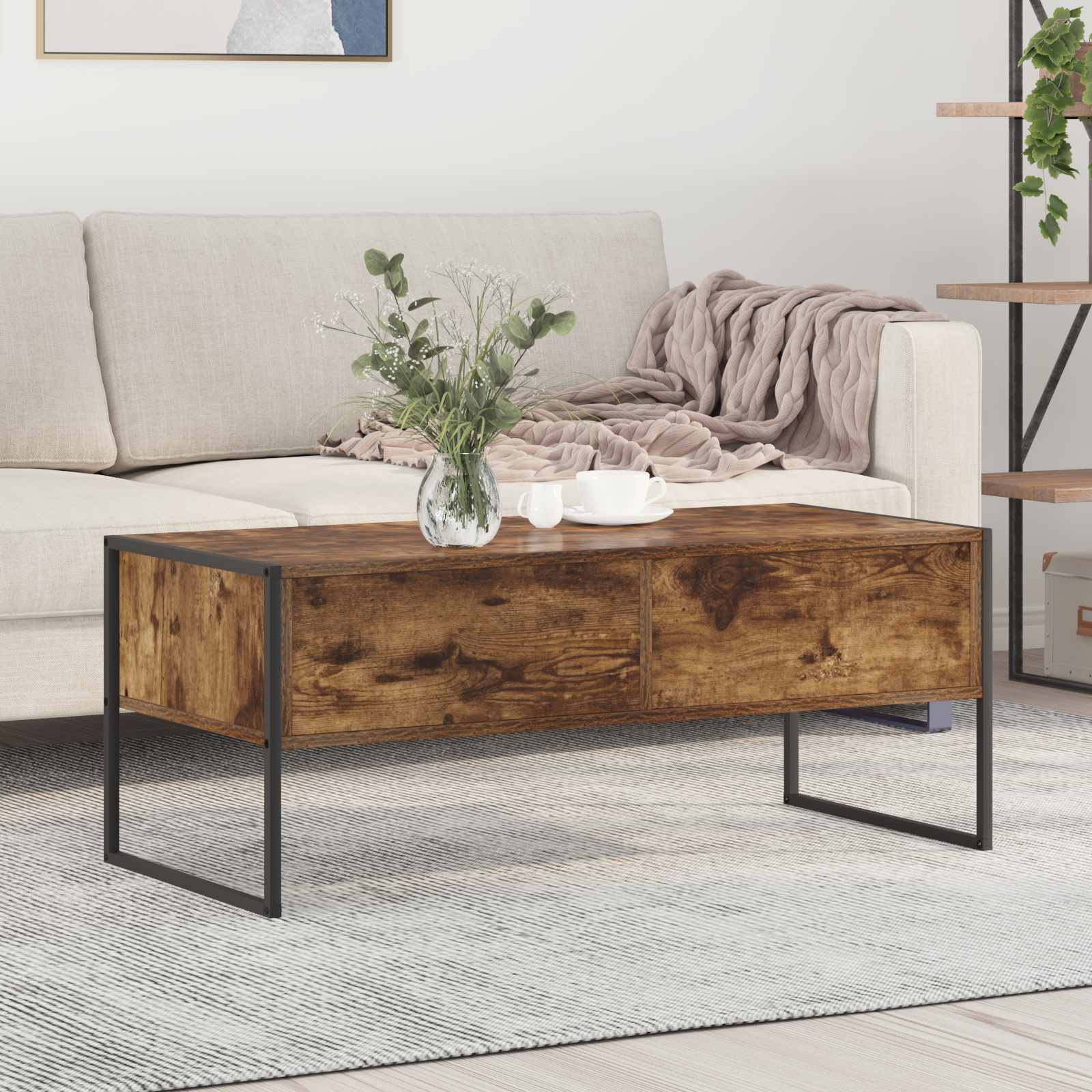 Table basse Chêne Fumé 100 x 46 x 40 cm Bois d'ingénierie - XIOS