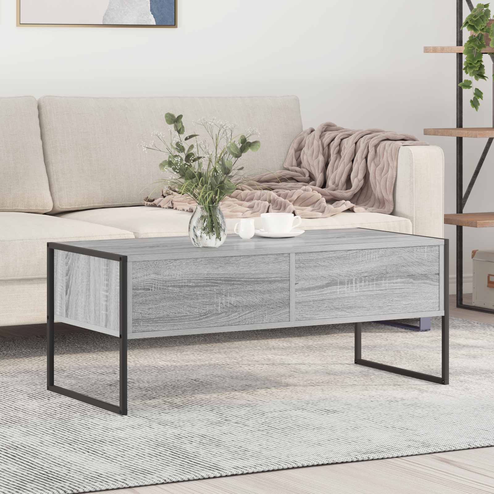 Table basse Gris Sonoma 100 x 46 x 40 cm Bois d'ingénierie - XIOS