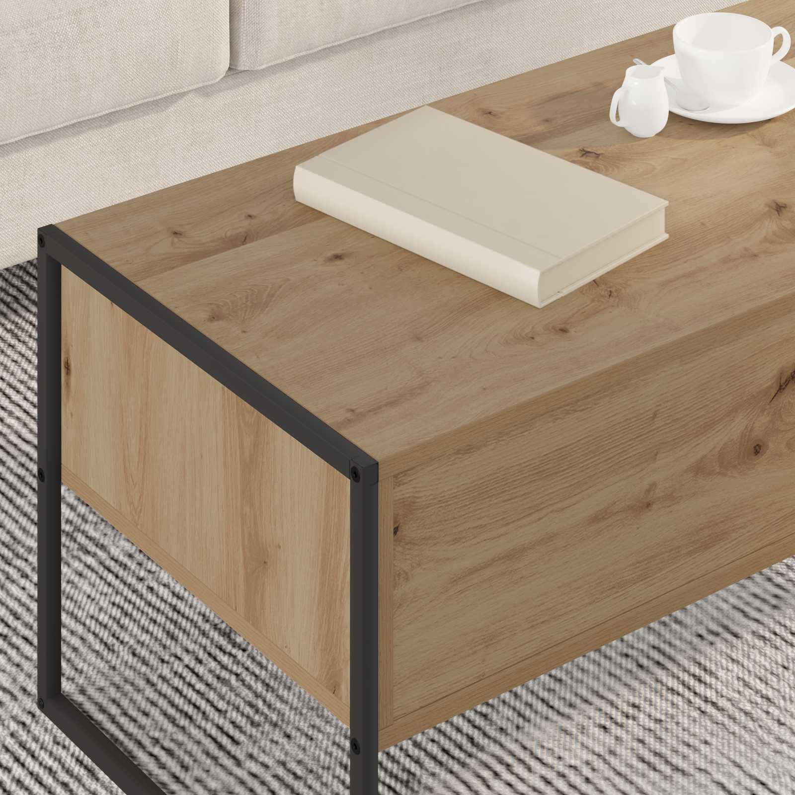 Table basse Chêne artisan 100 x 46 x 40 cm Bois d'ingénierie - XIOS