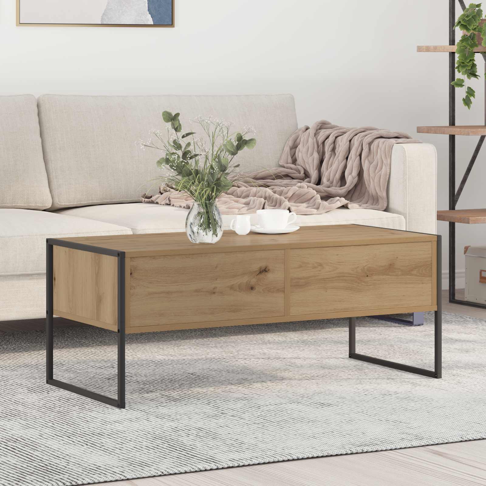 Table basse Chêne artisan 100 x 46 x 40 cm Bois d'ingénierie - XIOS