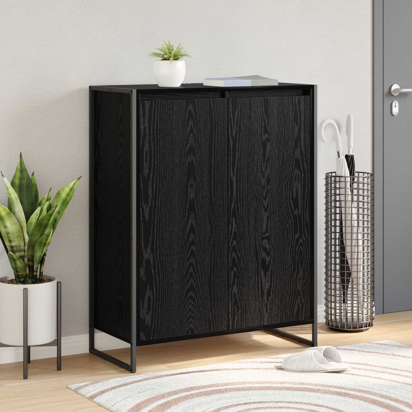 Cabinet à chaussures avec stockage Chêne noir 79 x 36 x 100 cm - XIOS
