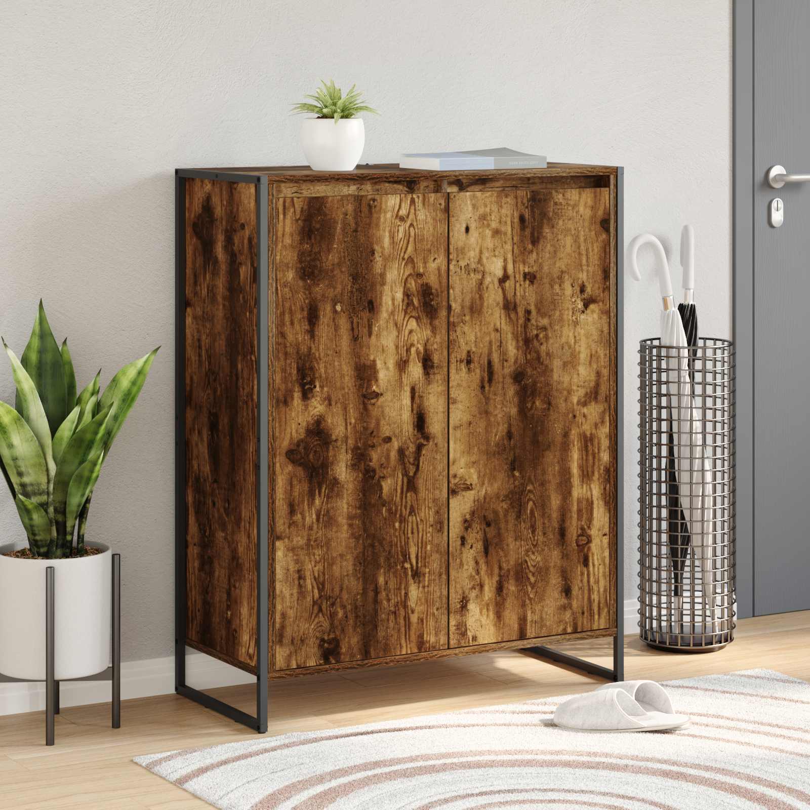 Cabinet à chaussures avec stockage Chêne Fumé 79 x 36 x 100 cm - XIOS