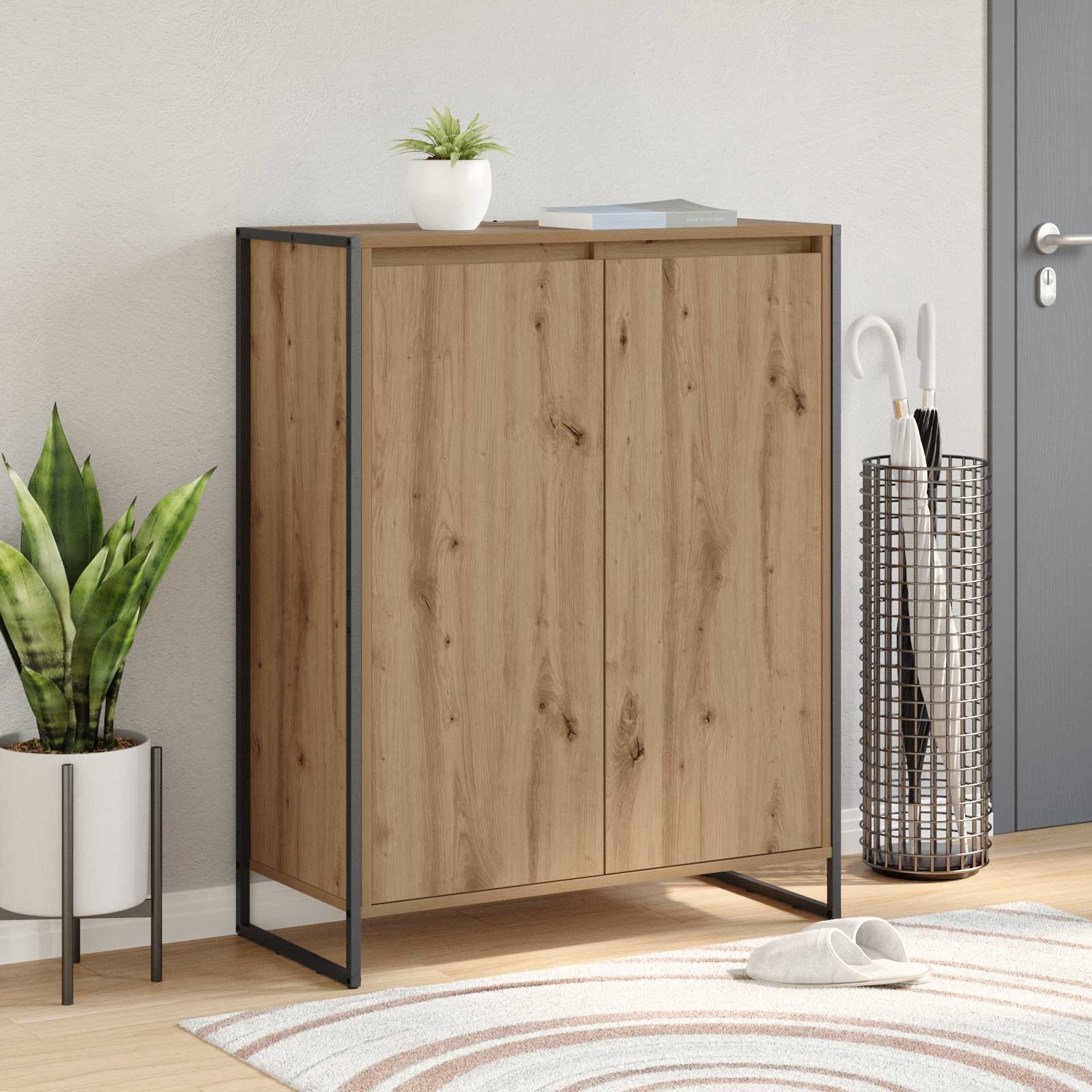Cabinet à chaussures avec porte Chêne artisan 79 x 36 x 100 cm - XIOS