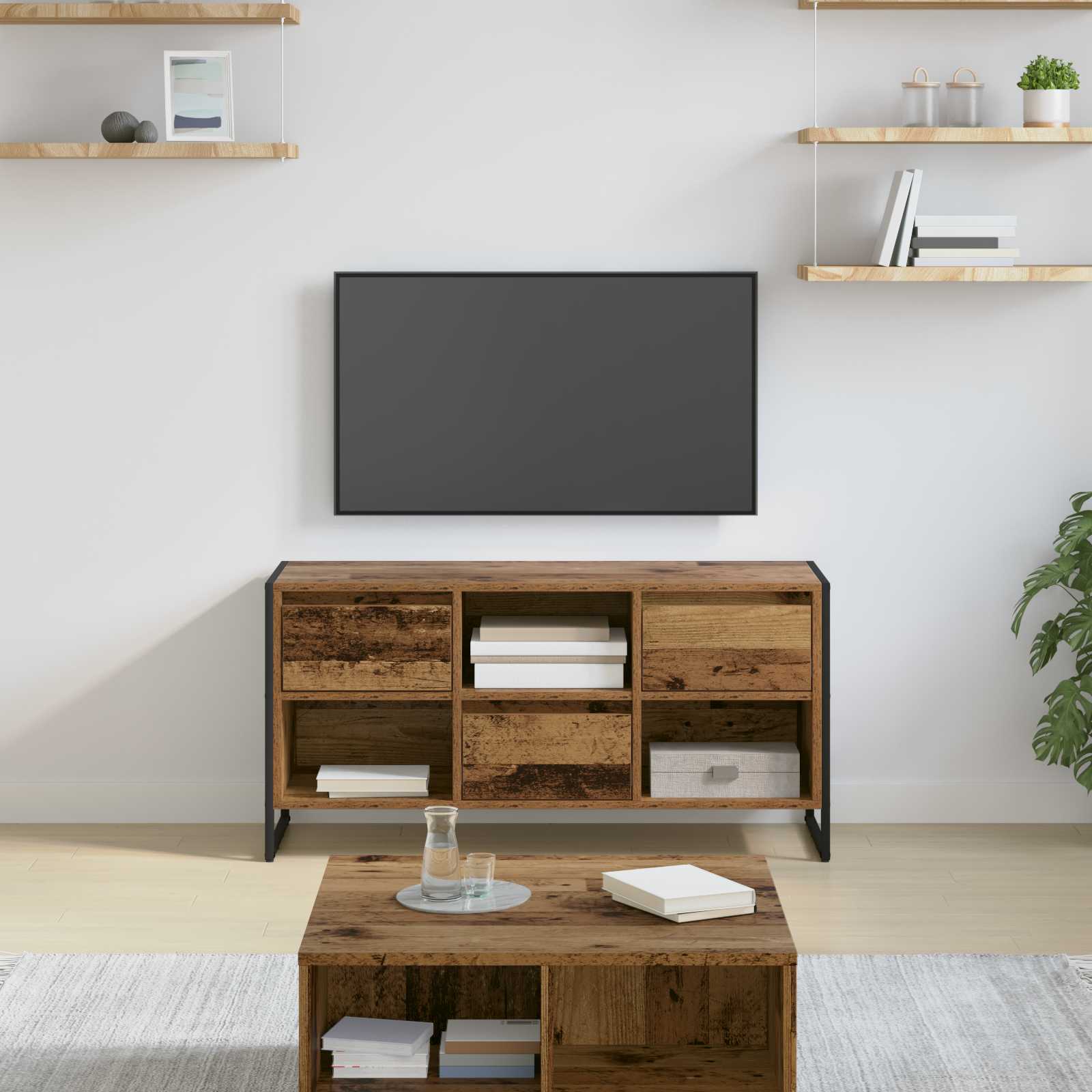 Meuble TV Bois Ancien 100 x 36 x 49,5 cm Bois d'ingénierie - XIOS