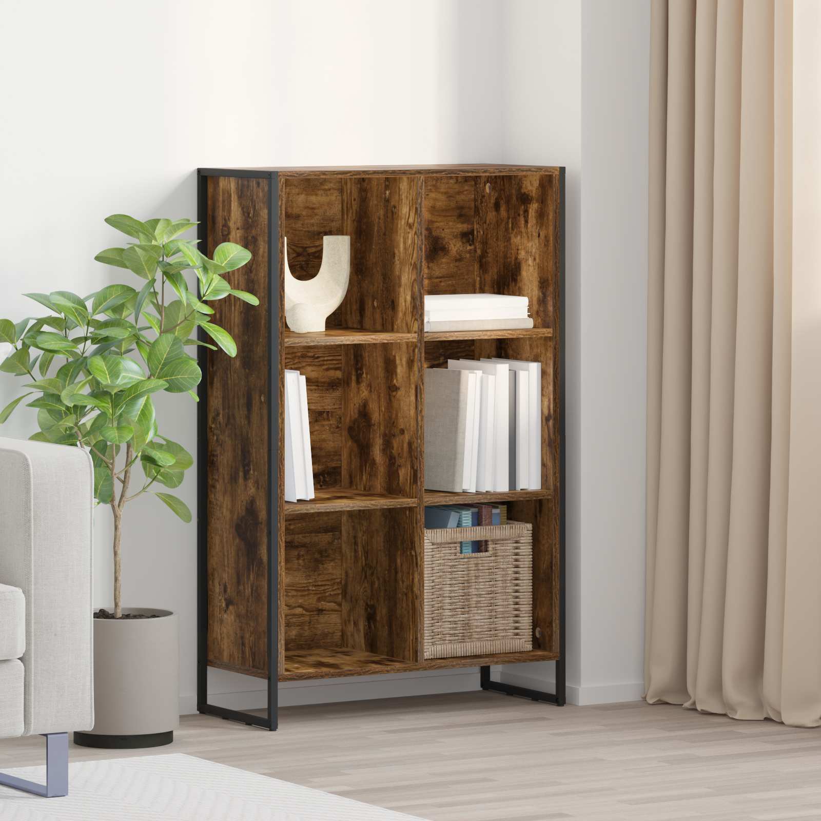 Bibliothèque Chêne Fumé 99,5 x 30 x 108,5 cm Bois d'ingénierie - XIOS