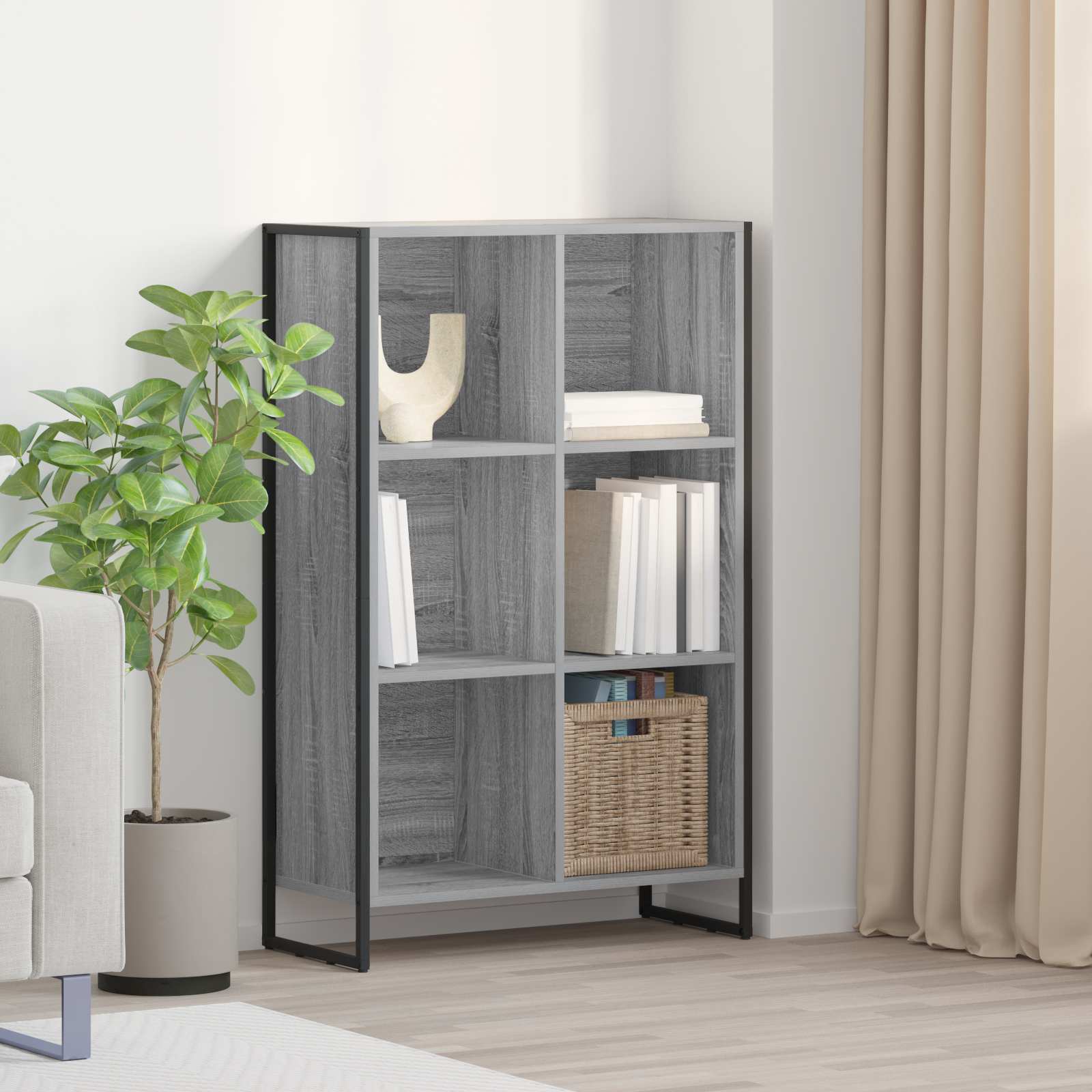 Bibliothèque Gris Sonoma 99,5 x 30 x 108,5 cm Bois d'ingénierie - XIOS